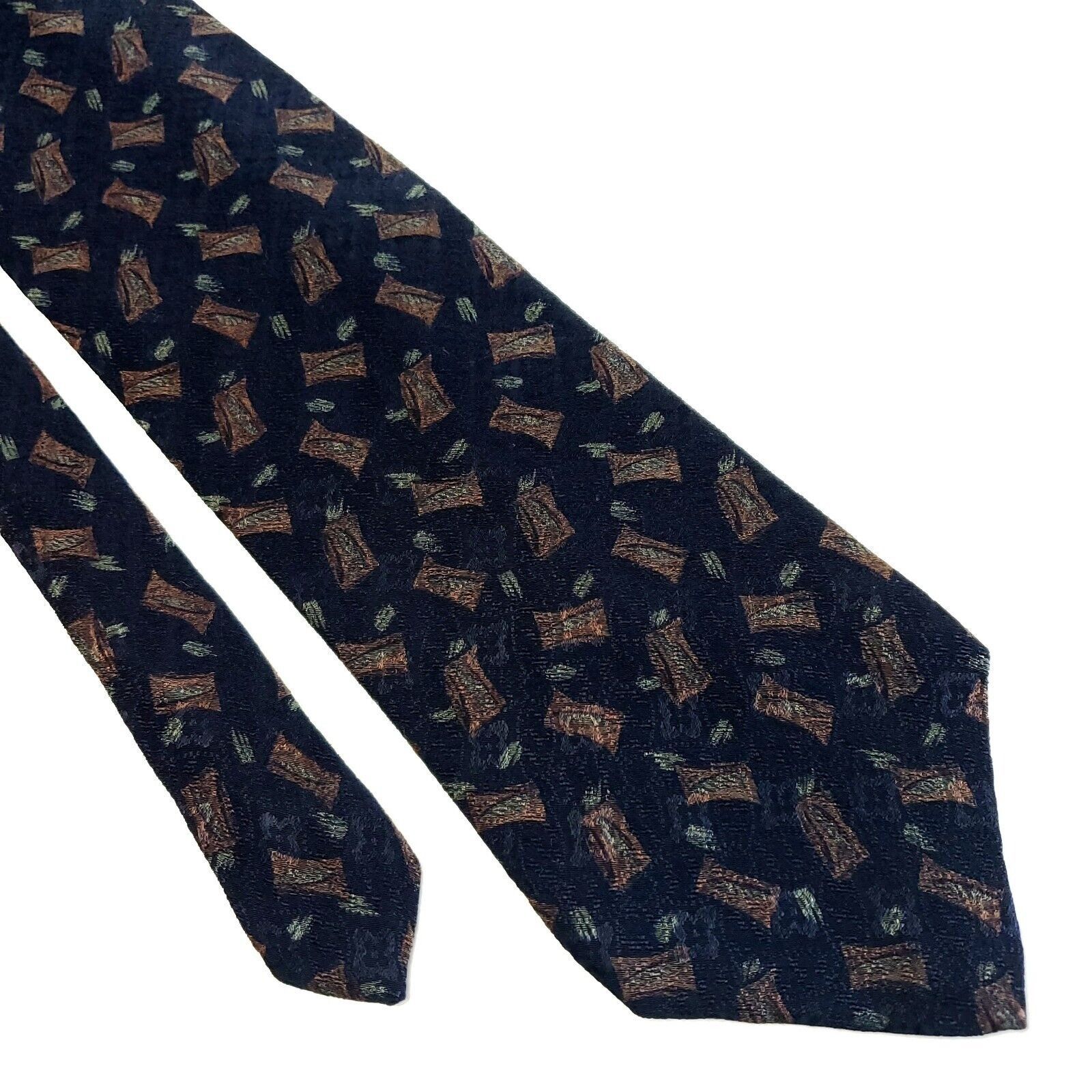 Calvin Klein Calvin Klein Navy Blue Brown Jacquard Print Abstract Wide Si Size ONE SIZE - 1 Thumbnail