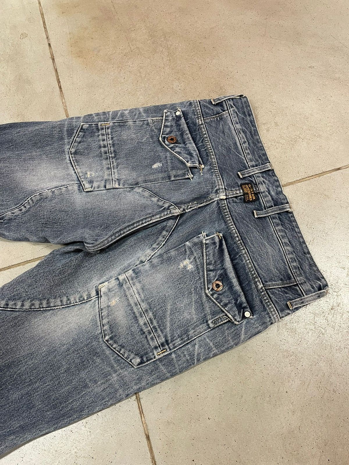G-Star Vintage G Star Raw Cargo Jeans Distressed Denim Size US 32 / EU 48 - 17 Thumbnail