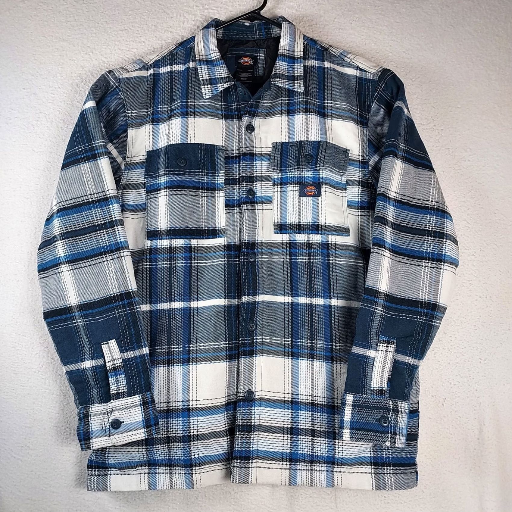 Dickies Dickies Men’s Plaid Flannel Shirt Jacket Bomber Lined Blue Gray M Regular Shacket Workwear Winter Fall Spring Size US M / EU 48-50 / 2 - 2 Thumbnail