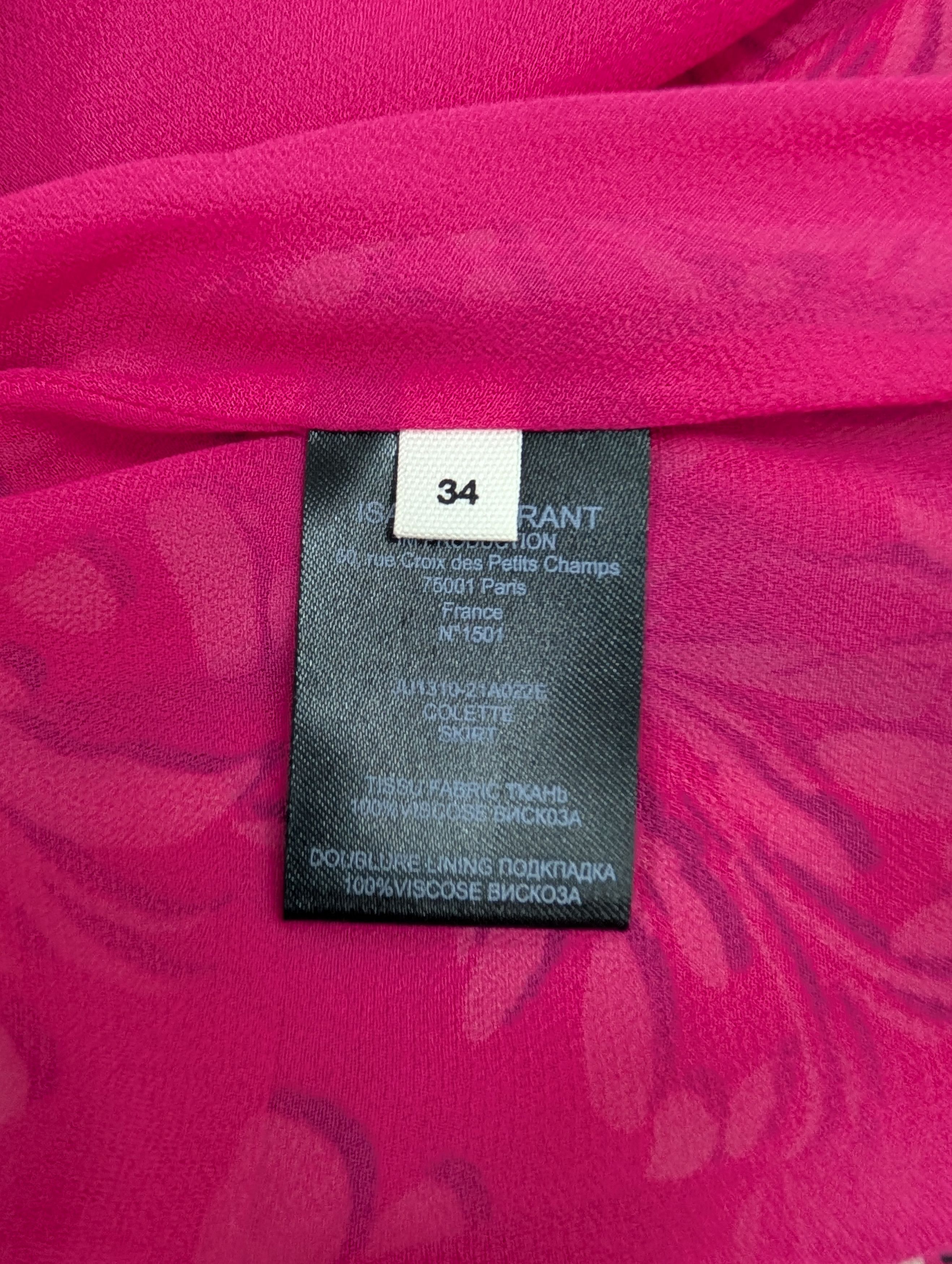 Isabel Marant Etoile Fuchsia Pink Printed Skirt Size 25" / US 0 / IT 36 - 7 Thumbnail