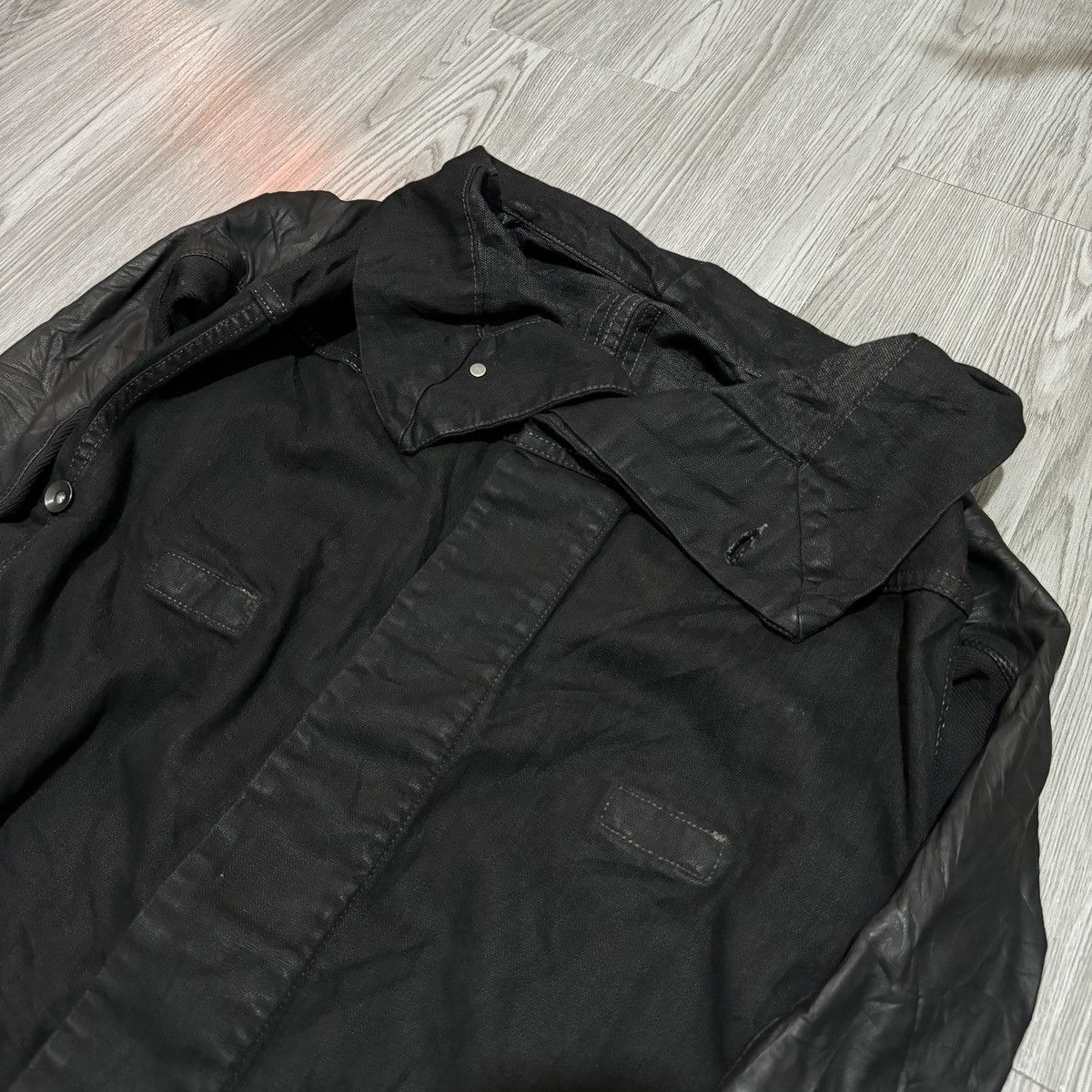 Rick Owens Rick Owens Black Hybrid Leather Slave jacket Size XS / US 0-2 / IT 36-38 - 2 Thumbnail