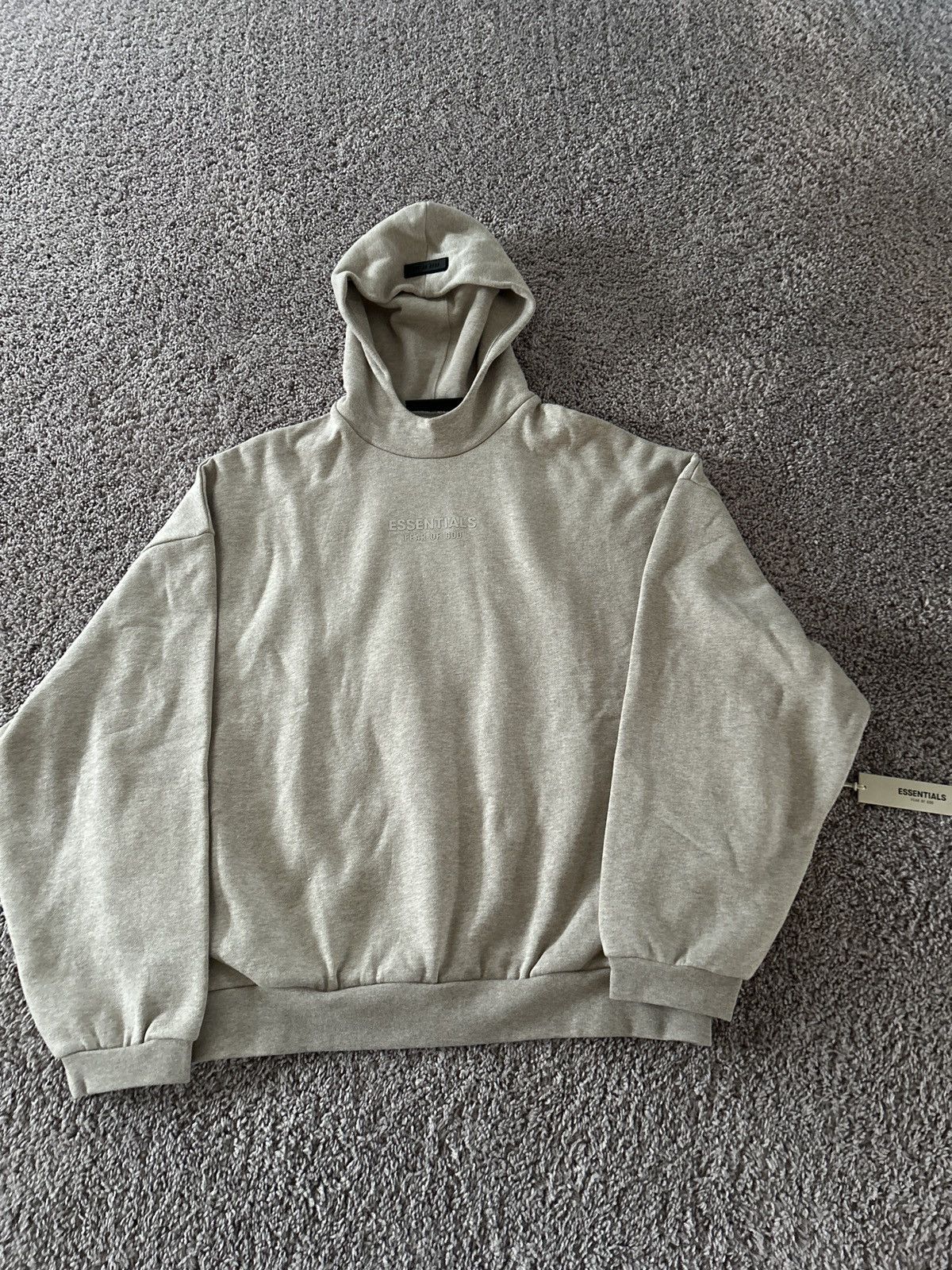 image of Essentials Fear Of God Hoodie Silver Cloud, Men's (Size Large)