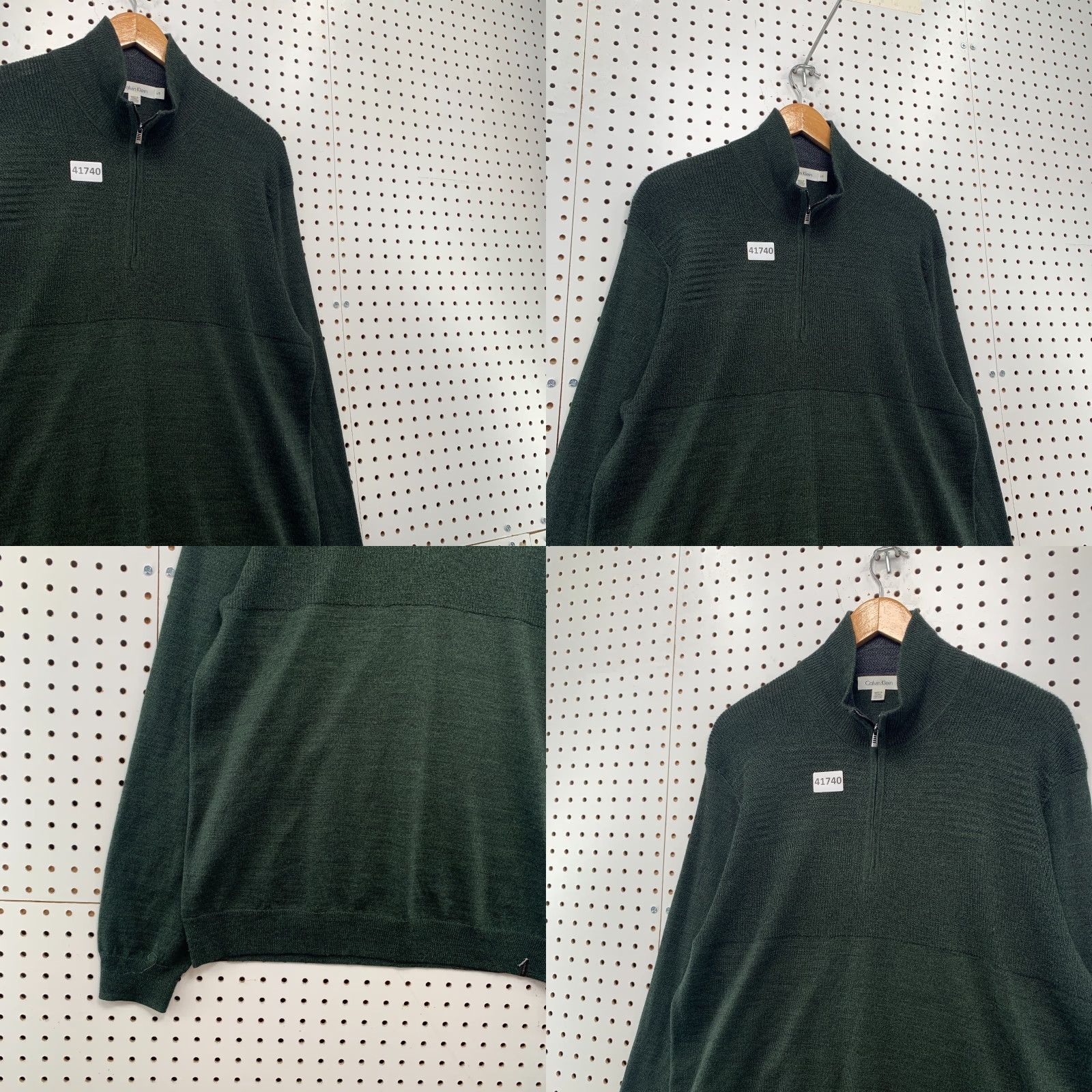 Calvin Klein VINTAGE Calvin Klein Sweater Mens Large 1/4 Zip Wool Blend Dark Green Casual Fall Winter Pullover Size US L / EU 52-54 / 3 - 8 Thumbnail