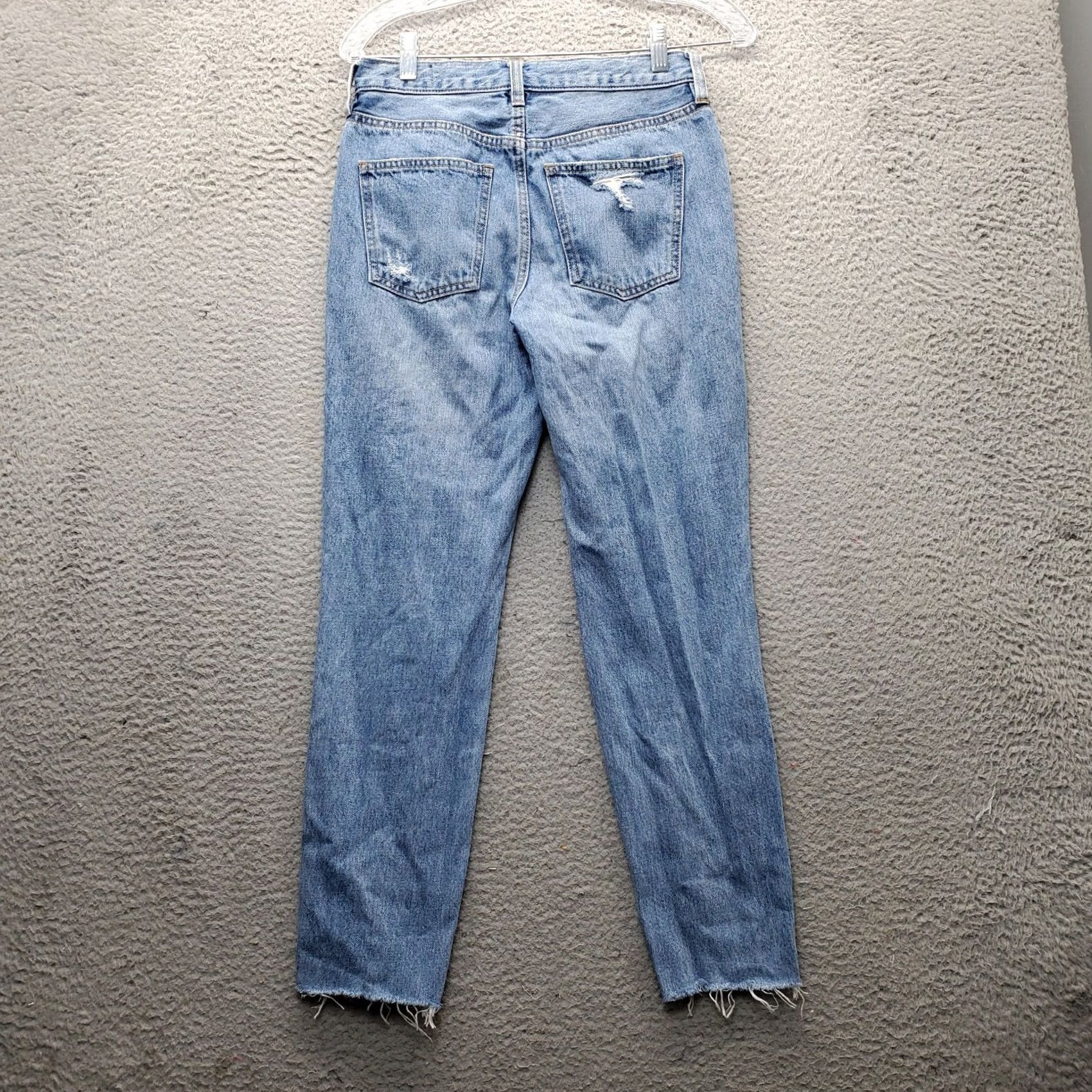 Free People Free People We The Free Jeans Womens 25 Blue Denim Regular Distressed High Rise Button Fly Size 42" / US 20 - 2 Thumbnail