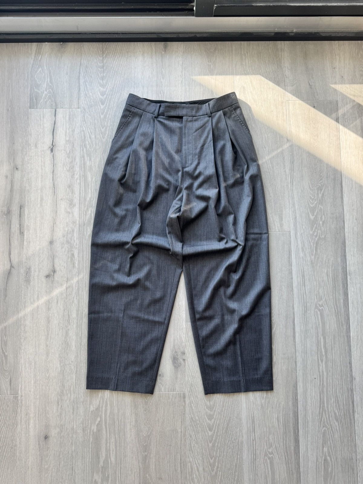 System System Grey Wide Wool Trousers Size US 34 / EU 50 - 1 Thumbnail