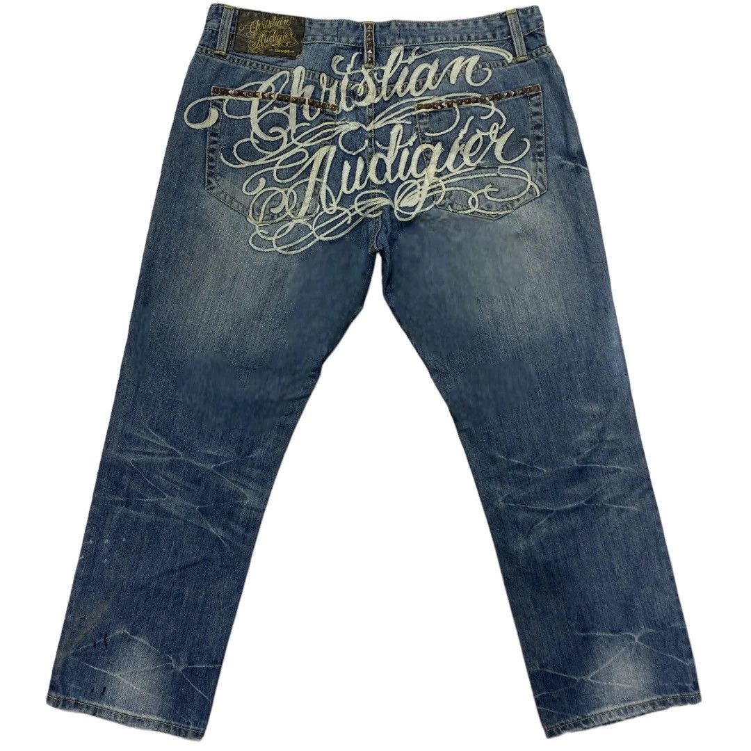 image of Christian Audigier x Ed Hardy Christian Audiger Spell-Out Jeans [40-38] in Blue, Men's