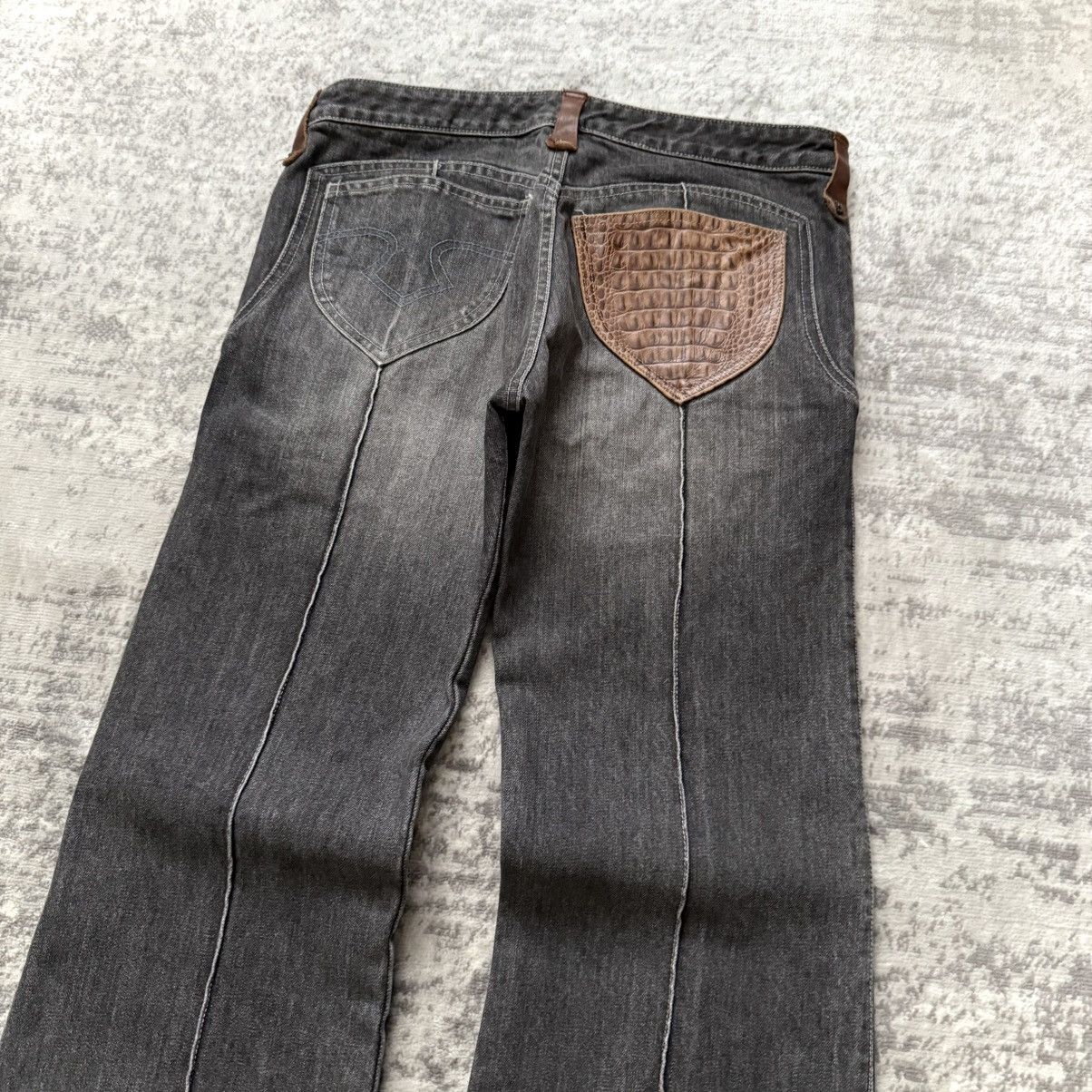 Obelisk Obelisk Crocodile Leather Detailed Flare Bell Bottom Denim Size US 30 / EU 46 - 2 Thumbnail