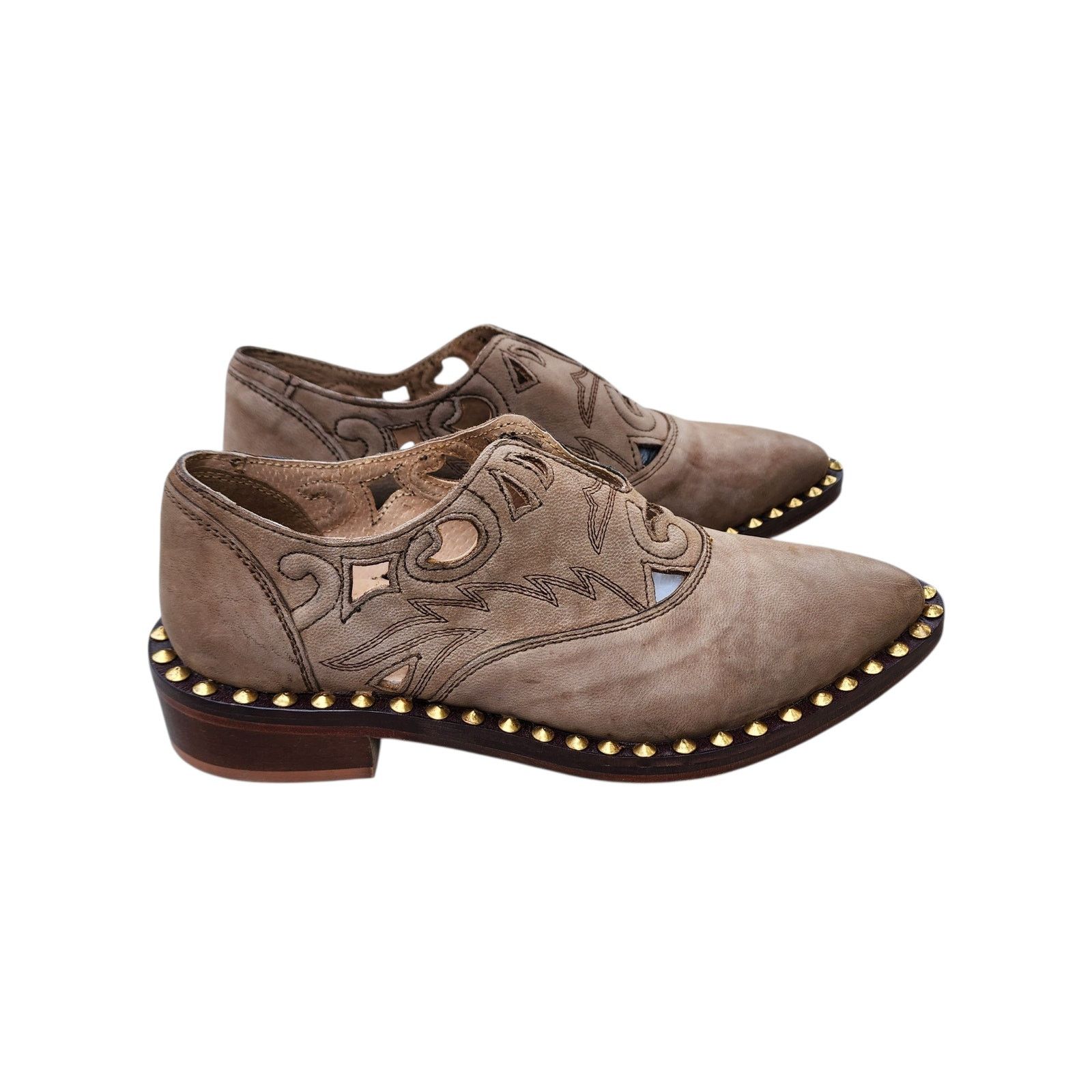 Free People Free People Twin Falls Leather Studded Cowgirl Loafers 36 Size US 5.5 / IT 35.5 - 2 Thumbnail