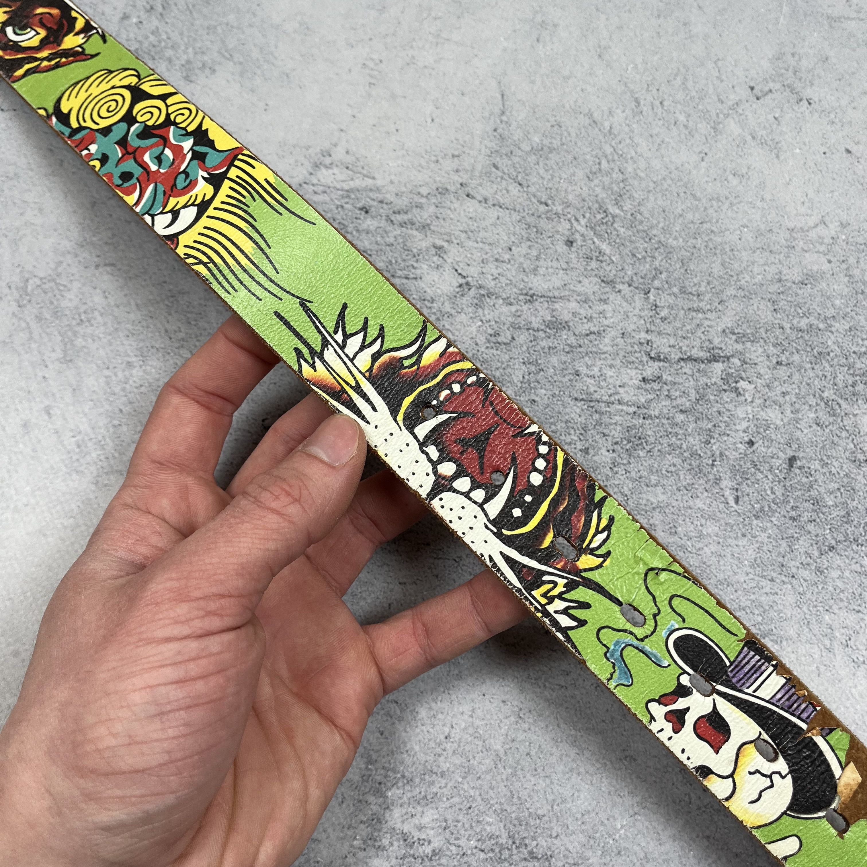 Ed Hardy Vintage Ed Hardy Y2K Skulls Tattoo Leather Belt 2000’s Size ONE SIZE - 5 Thumbnail