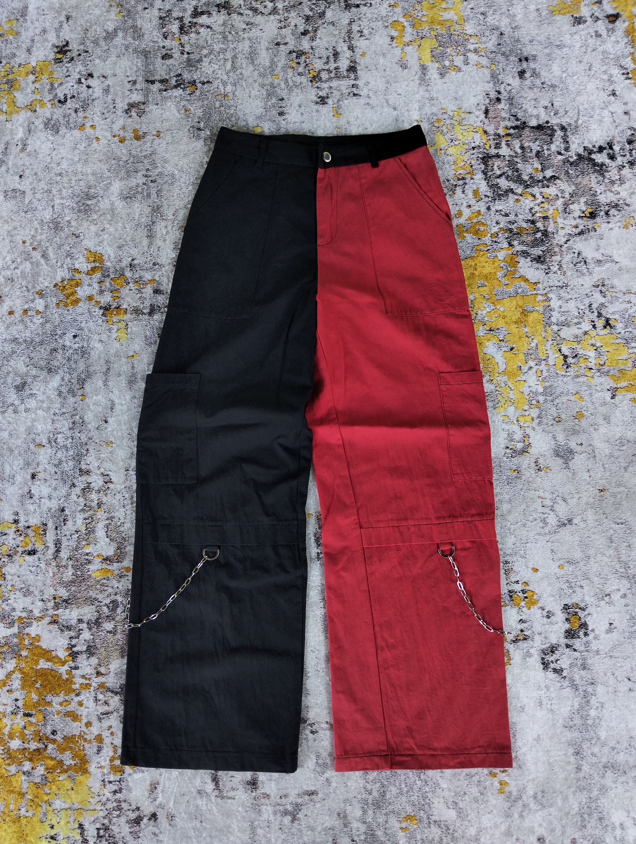 If Six Was Nine Romwe Hybrid Two Tone Baggy Wide Leg Cargo Pants Size US 27 - 1 Thumbnail