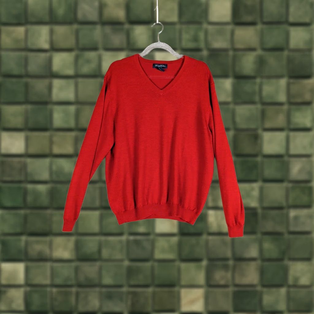 Brooks Brothers Brooks Brothers Sweater Mens L Rusty Orange Merino Wool Stretch V-Neck Pullover Size US L / EU 52-54 / 3 - 1 Thumbnail