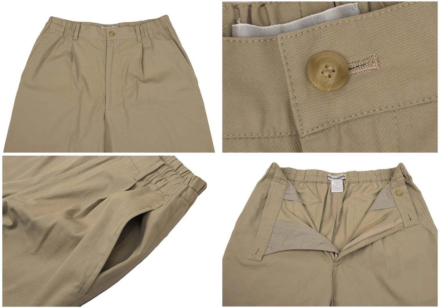 Issey Miyake Cotton Tuck Tapered Pants in Beige, Size L-XL Size US 38 / EU 54 - 4 Thumbnail