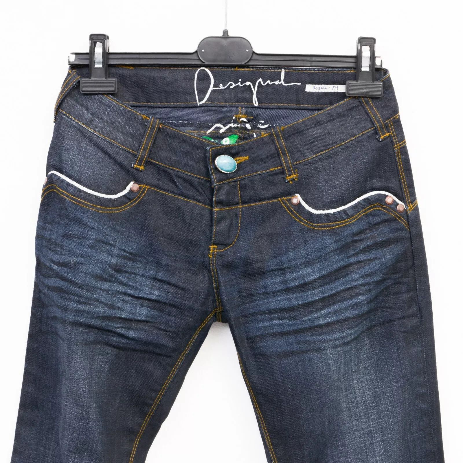 Desigual Women Size 38 Jeans Low Waist Regular Fit Straight Trousers Size 38" / US 16 / IT 52 - 8 Thumbnail