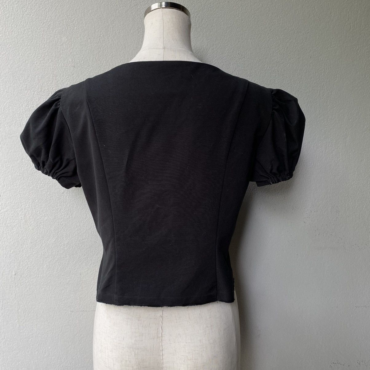 Moschino Moschino Black Puff Sleeve Fitted Cropped Top Size M / US 6-8 / IT 42-44 - 15 Thumbnail