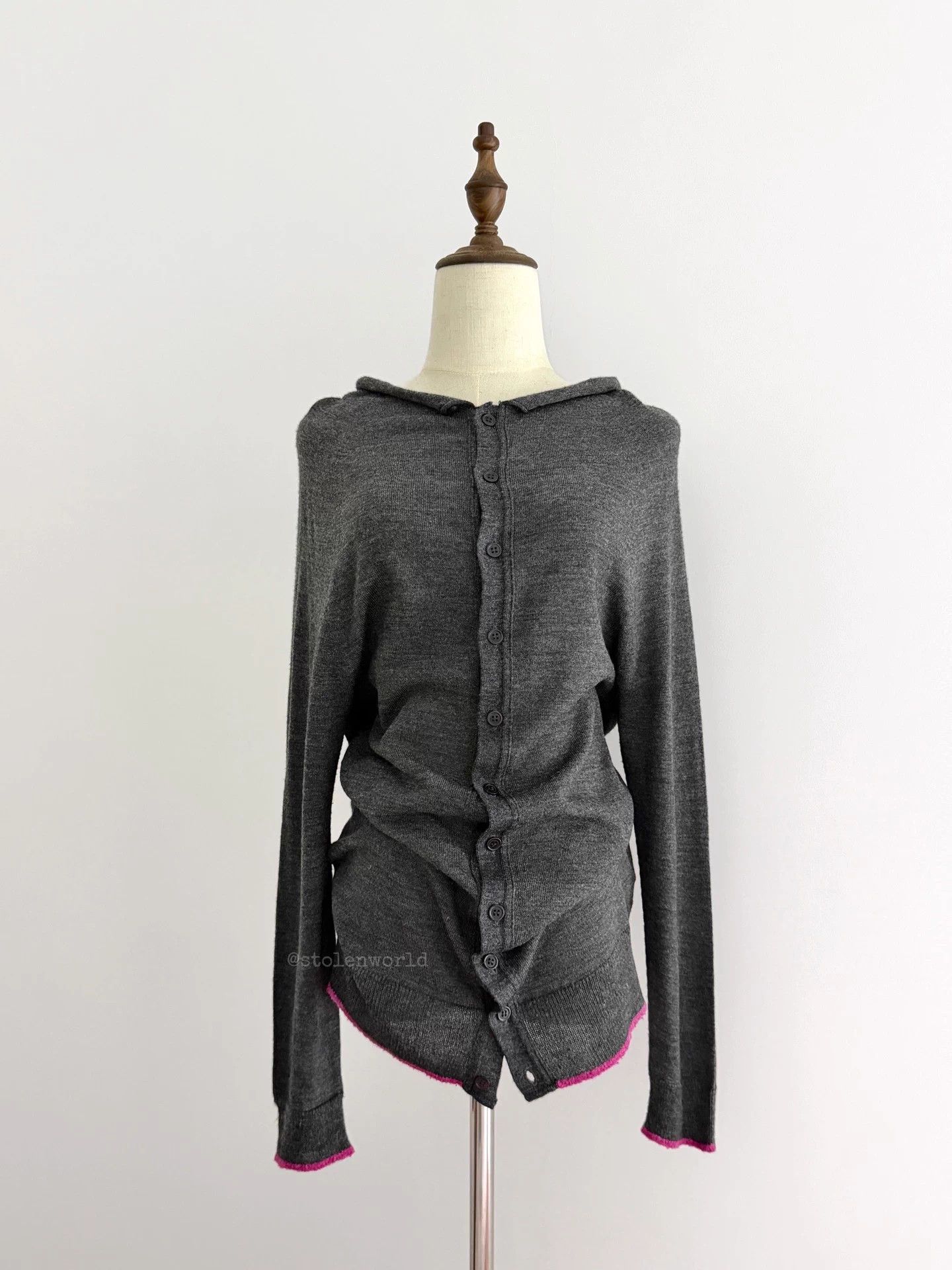 Y's Dark Gray Slouchy Wool Knit Top Size 2