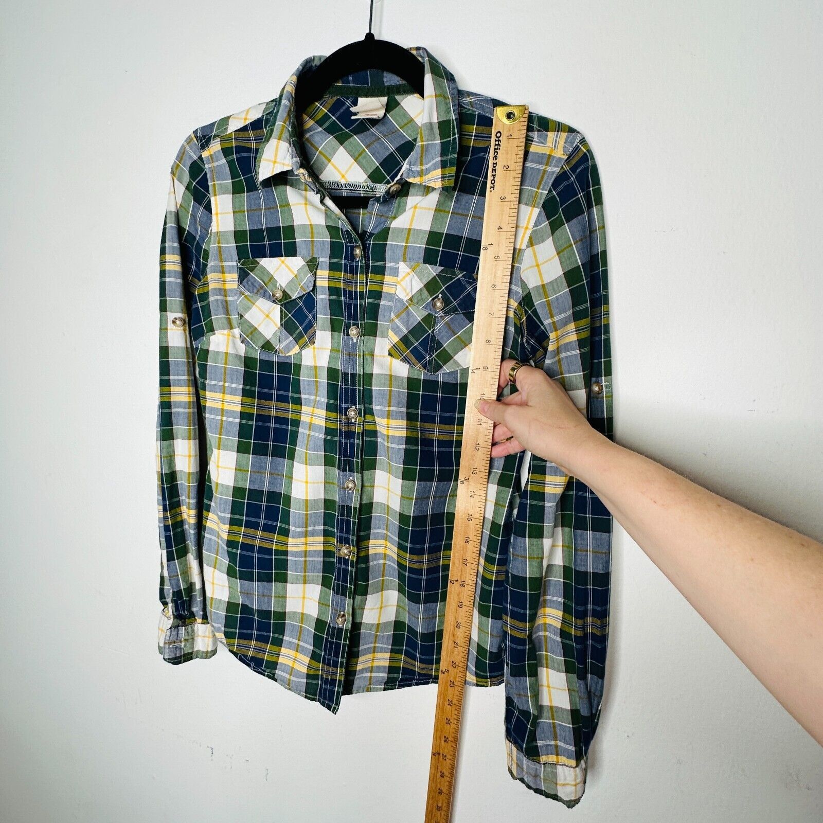 Mossimo Mossimo Supply Green Blue Plaid Button Long Sleeve Shirt SM Size S / US 4 / IT 40 - 8 Thumbnail