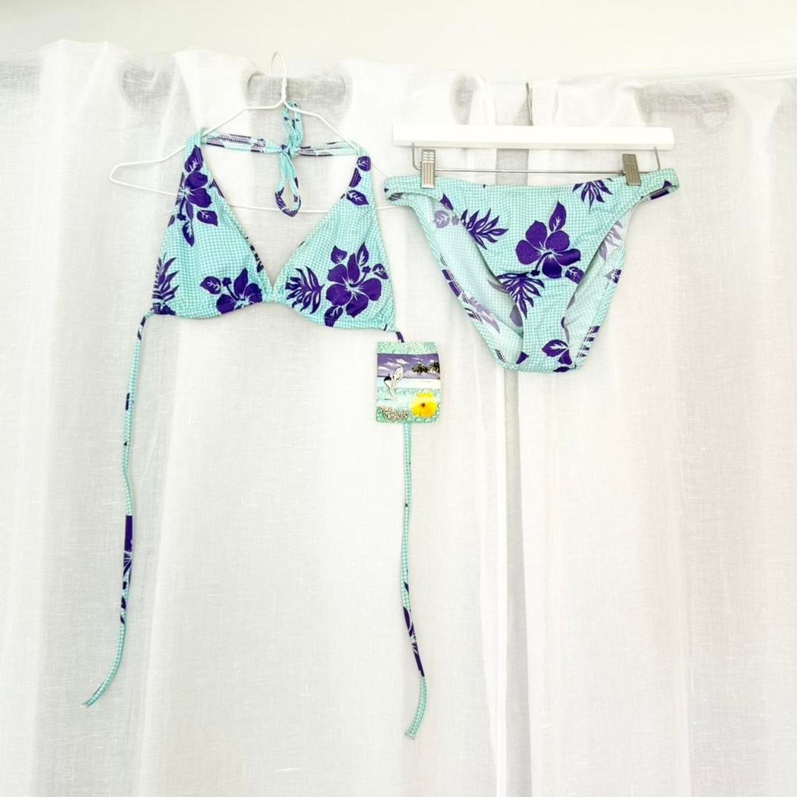 Vintage Vintage y2k floral gingham bikini Size M / US 6-8 / IT 42-44 - 1 Thumbnail