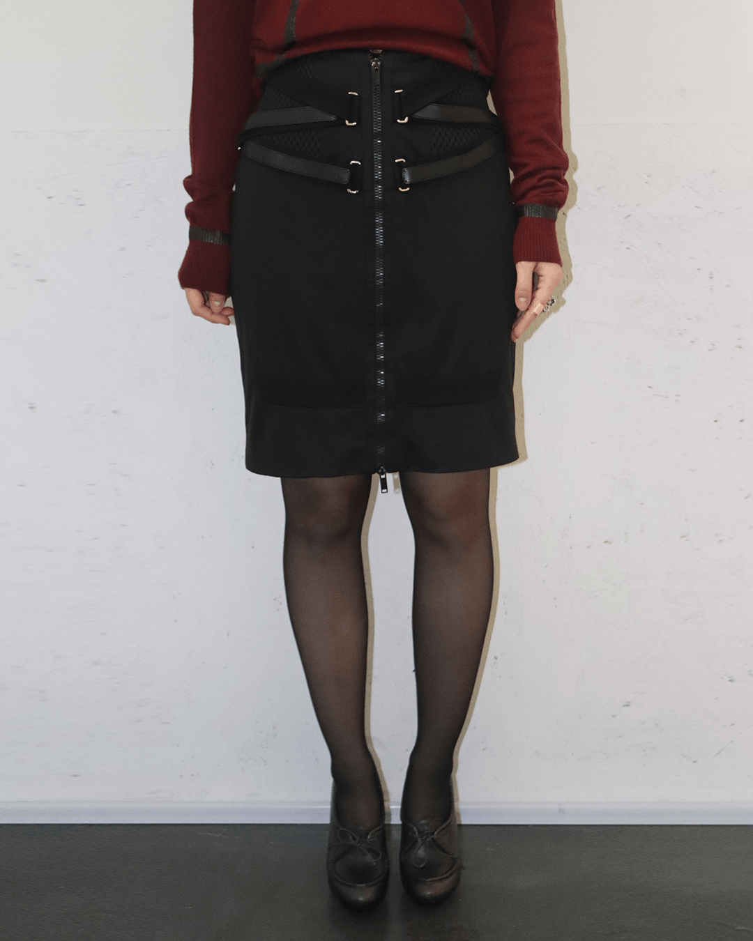 Gucci Gucci by Frida Giannini SS10 Strap Detail Mesh Panel Skirt Size 26" / US 2 / IT 38 - 2 Thumbnail
