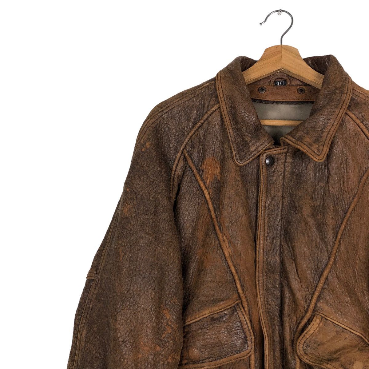 Issey Miyake 🔥Vintage Fly Leather Jacket Bomber Design Marilyn Manrose Size US M / EU 48-50 / 2 - 7 Thumbnail
