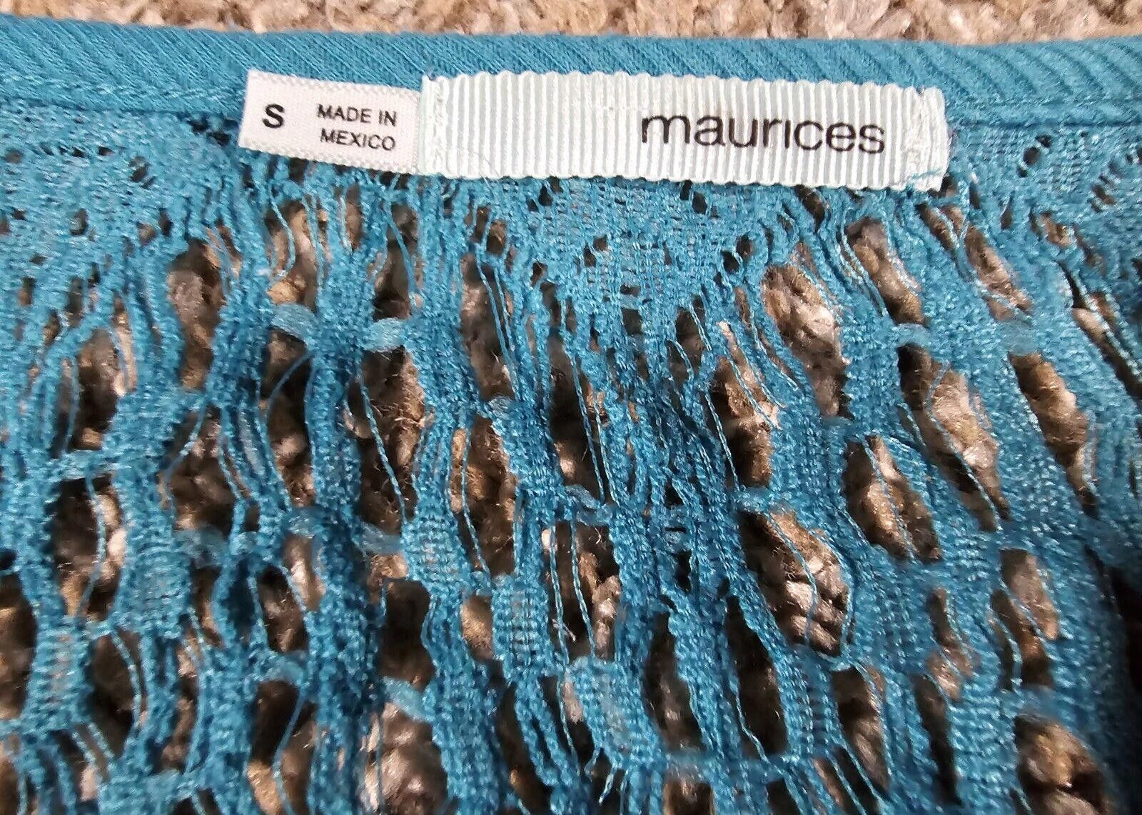 Designer Maurices Top Women Small Aqua Blue Open Knit Slit Sleeveless Size S / US 4 / IT 40 - 2 Thumbnail