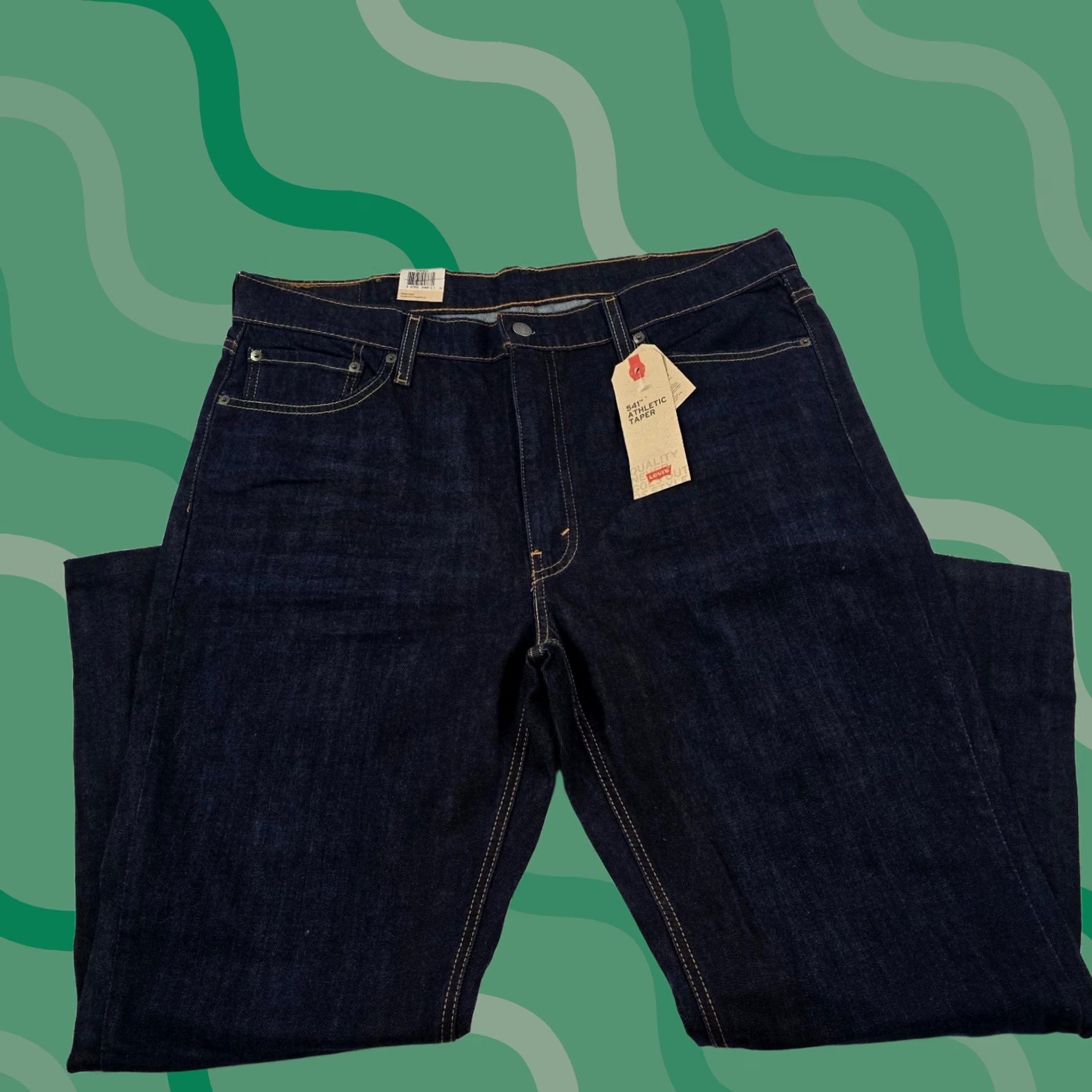 Levi's Levi's 541 Athletic Taper Jeans Denim Blue 38x28 Mens MID Rise 5-Pocket Stretch Jeans Regular Inseam 28 Seasonal Vintage No NWT NWT Size US 38 / EU 54 - 1 Thumbnail