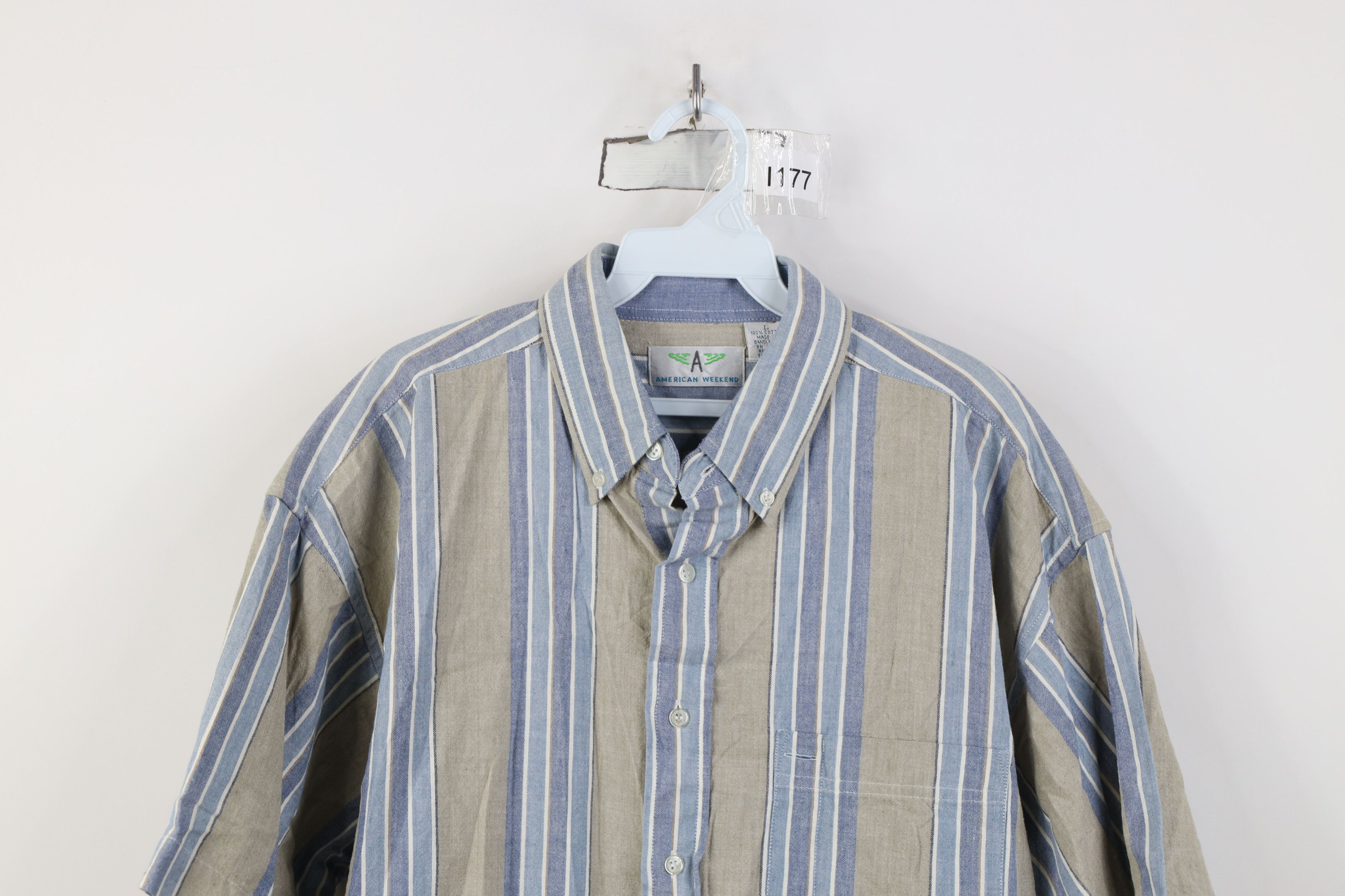 Vintage Vintage 90s Streetwear Block Short Sleeve Button Down Shirt Size US L / EU 52-54 / 3 - 2 Thumbnail