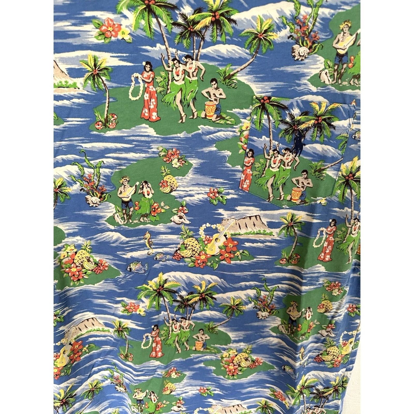 Ralph Lauren Ralph Lauren Polo Mens T-Shirt XS All Over Print Blue Hawaiian Hula Dancers Crew Neck Short Sleeve Logo Size US XS / EU 42 / 0 - 3 Thumbnail