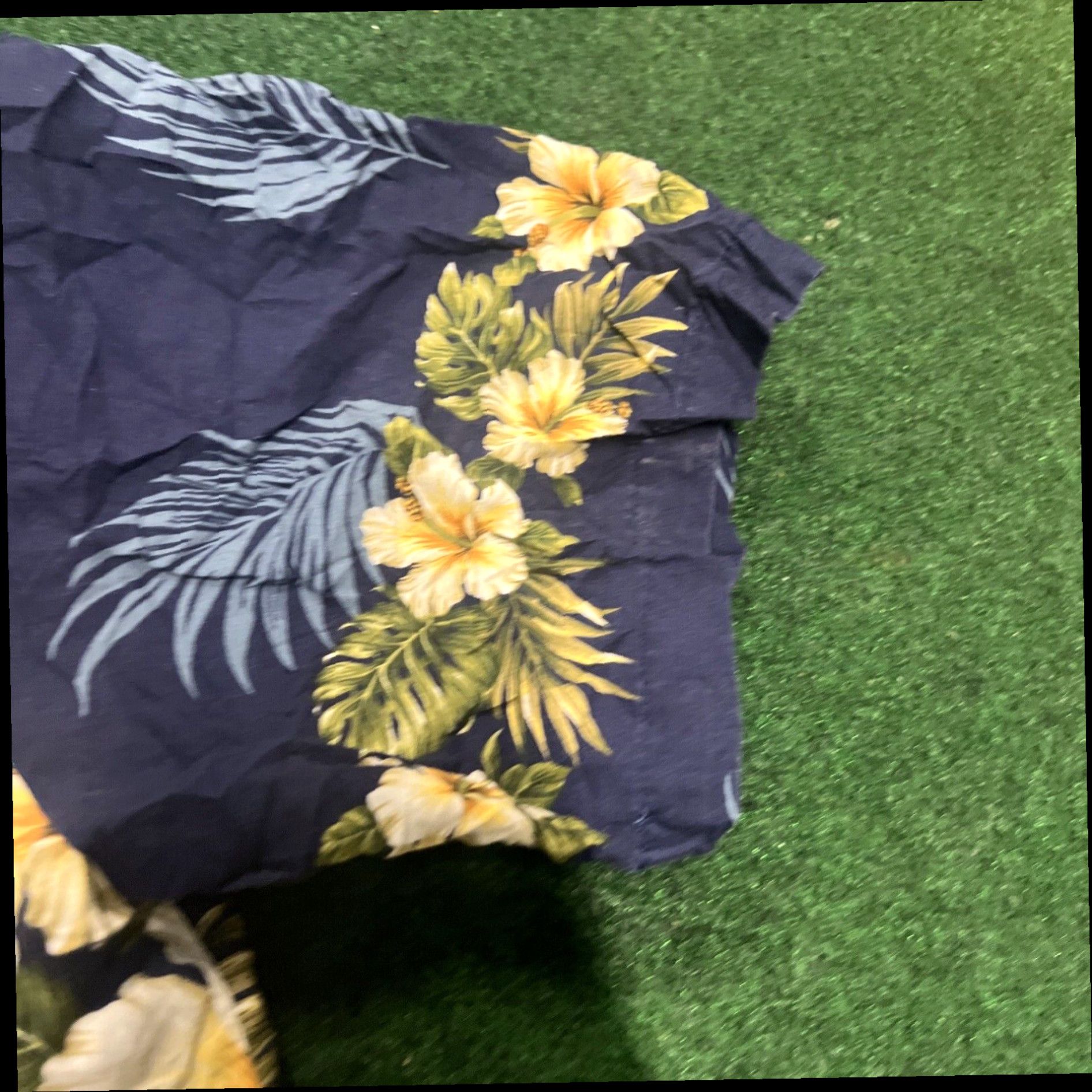 Vintage VTG KYs Hawaiian Shirt Mens Large Blue Hibiscus Palm Tree Print Camp Collar USA Size US L / EU 52-54 / 3 - 5 Thumbnail