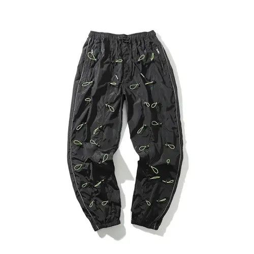 image of Vintage Bungee Cord Black Pants Sweatpants Joggers in Black/Green, Men's (Size 32)