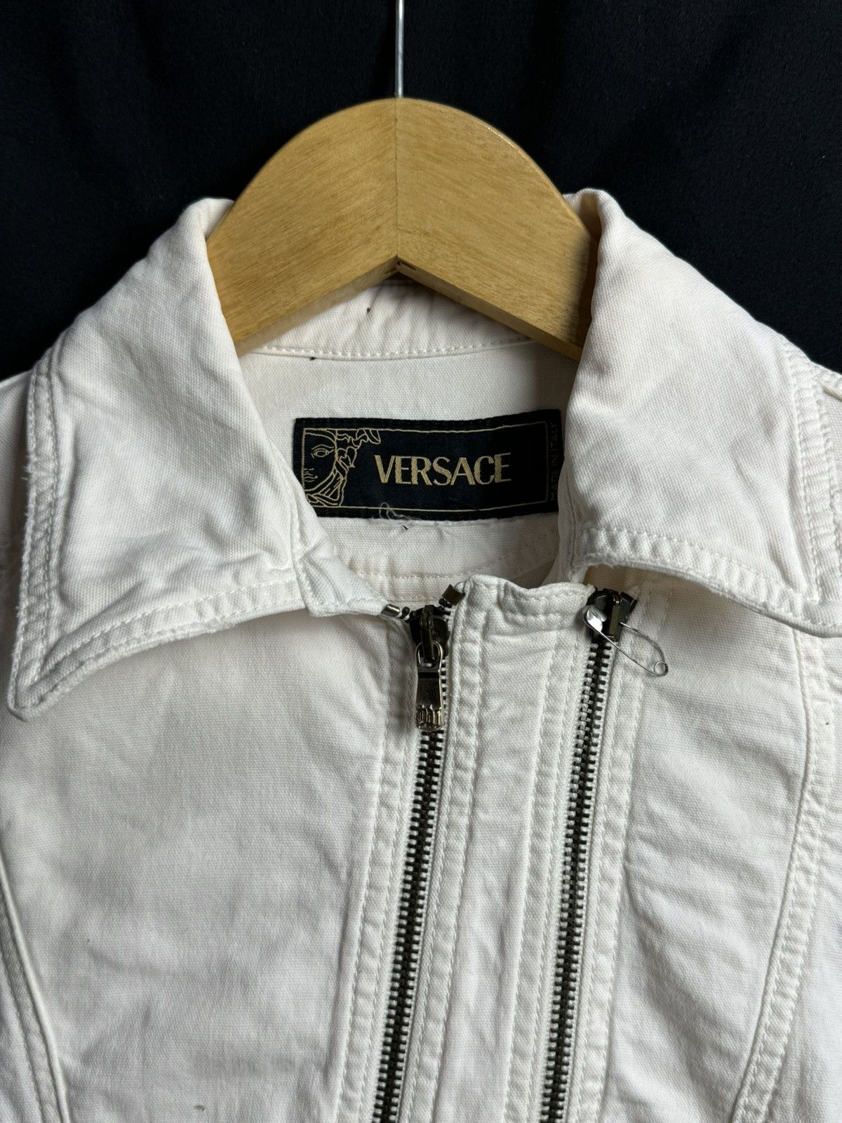 Versace × Versace Jeans Couture × Vintage Versace Asymmetrical Zipper Bikers Jacket Vintage Size M / US 6-8 / IT 42-44 - 4 Thumbnail