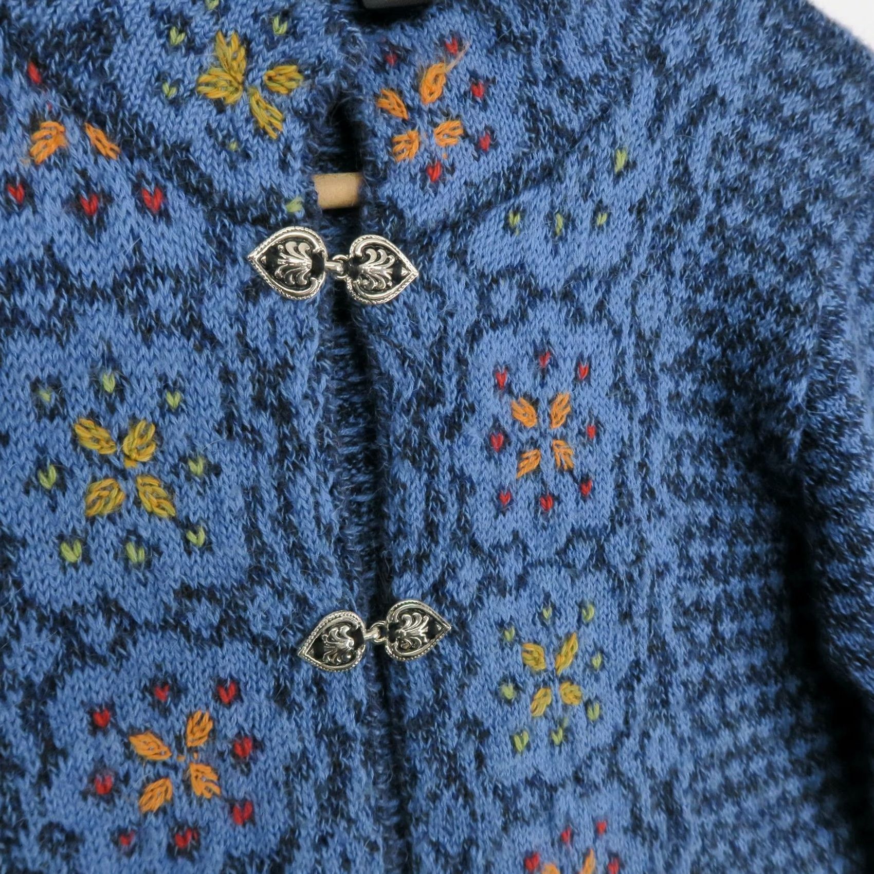 Vintage Tabask Sweater Womens S Blue Cardigan Floral Embroidered Alpaca Blend Size S / US 4 / IT 40 - 3 Thumbnail
