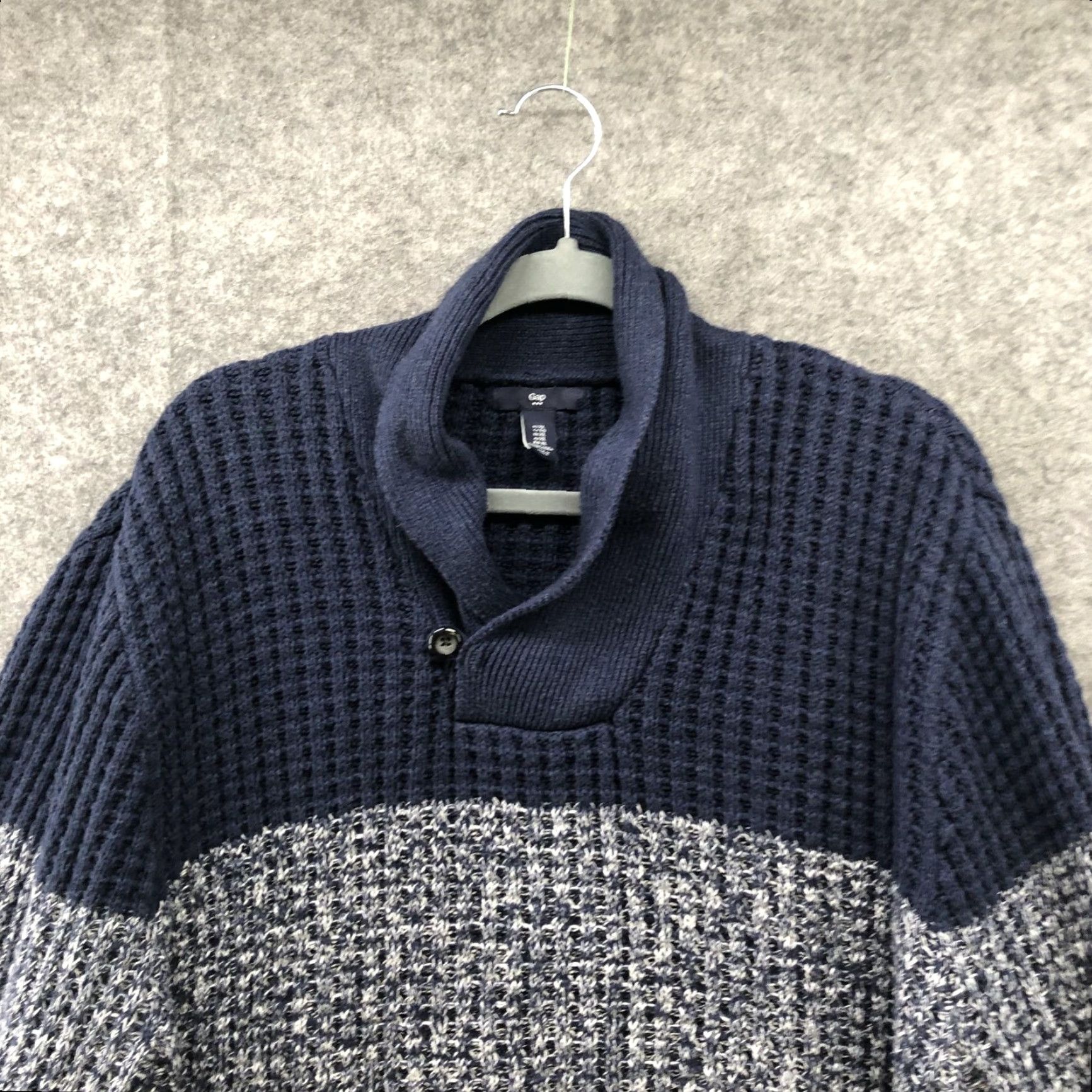 Gap Gap Mens XL Colorblock Shawl Collar Sweater Pullover Knit 100% Cotton Thick Marled Classic Retro Fall Winter Knitted Knitwear Size US XL / EU 56 / 4 - 3 Thumbnail