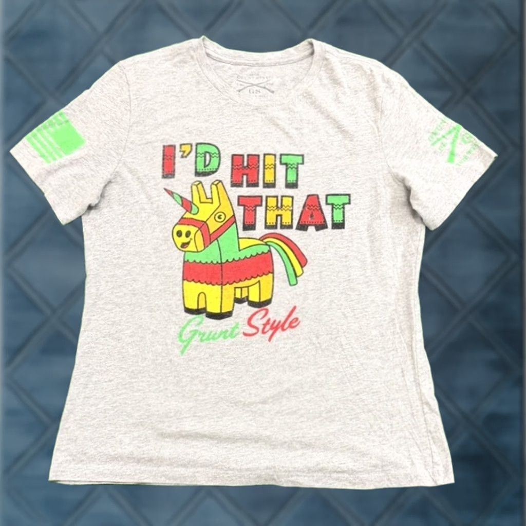 Vintage Grunt Style T-Shirt Womens Large Gray I’d Hit That Patriotic Graphic Tee Short Sleeve Crew Neck Size L / US 10 / IT 46 - 1 Thumbnail