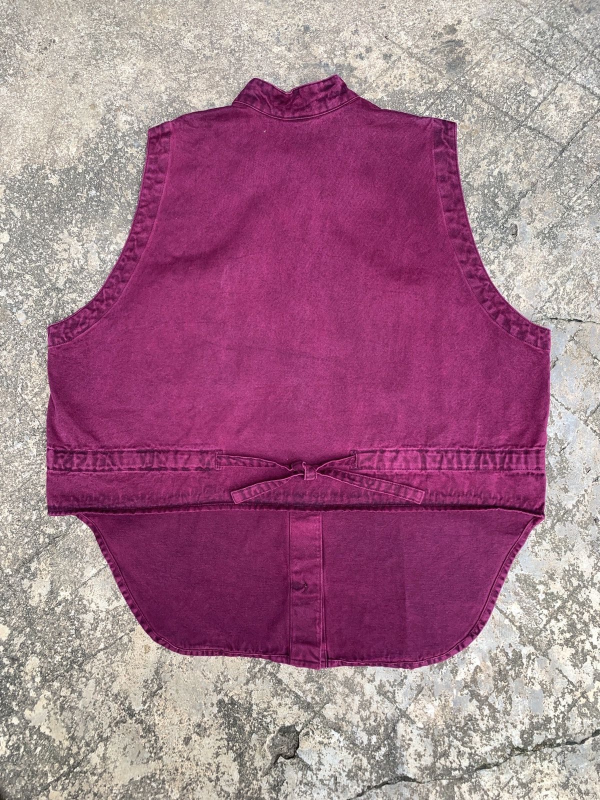 Japanese Brand × Vintage 2000s Mr Michiko Burgundy Wash Crop Back Button Vest Size US L / EU 52-54 / 3 - 2 Thumbnail