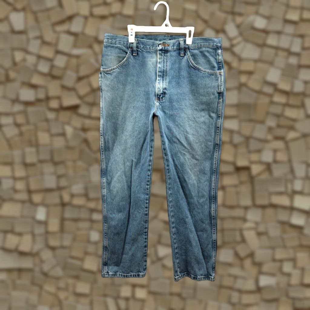 Denime Rustler Jeans 36x30 Mens Mid Rise Straight Leg Dark Wash Blue Denim Jeans Size US 36 / EU 52 - 1 Thumbnail