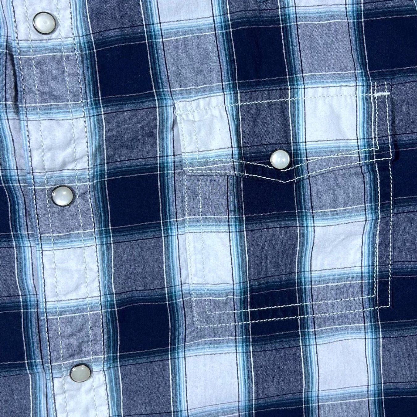 Vintage Urban Pipeline Cowboy Western Plaid Check Long Sleeve Popper Shirt XL Men Blue Check Shirt Size US XL / EU 56 / 4 - 3 Thumbnail
