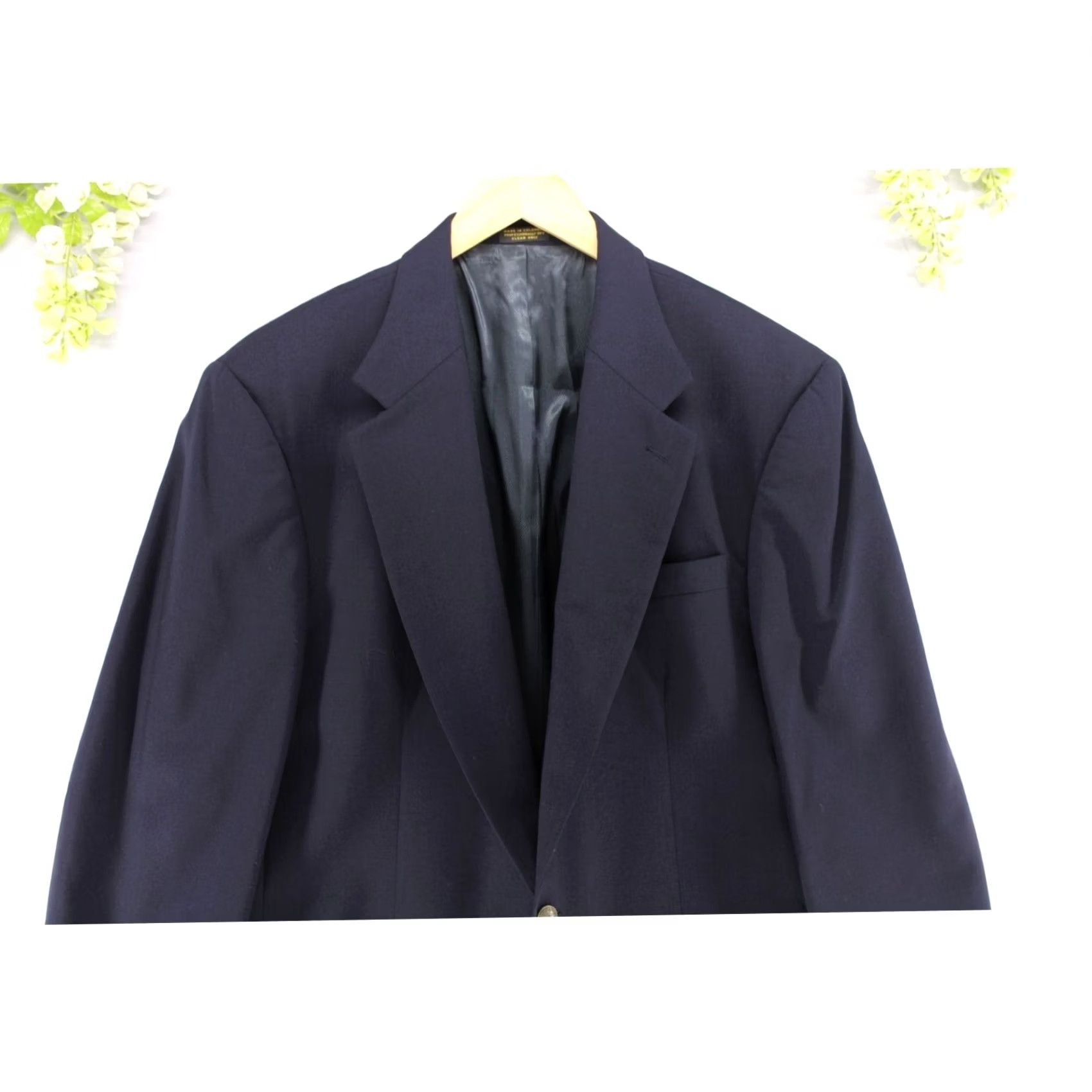 Oscar De La Renta VINTAGE Oscar de la Renta Men’s Blazer Navy Blue 44R Two Button Brass Button Wool Coat/Jacket Size 44R - 3 Thumbnail