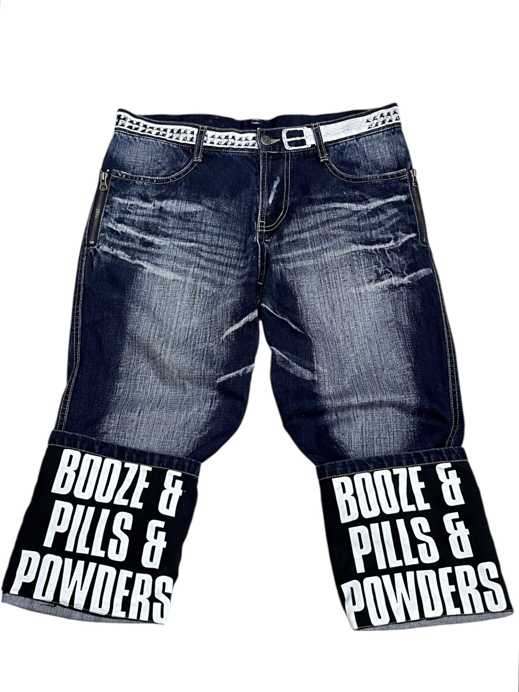 PPFM 🔥PPFM Booze Pills Powders Cropped Denim Archive Grail Size US 31 - 3 Thumbnail