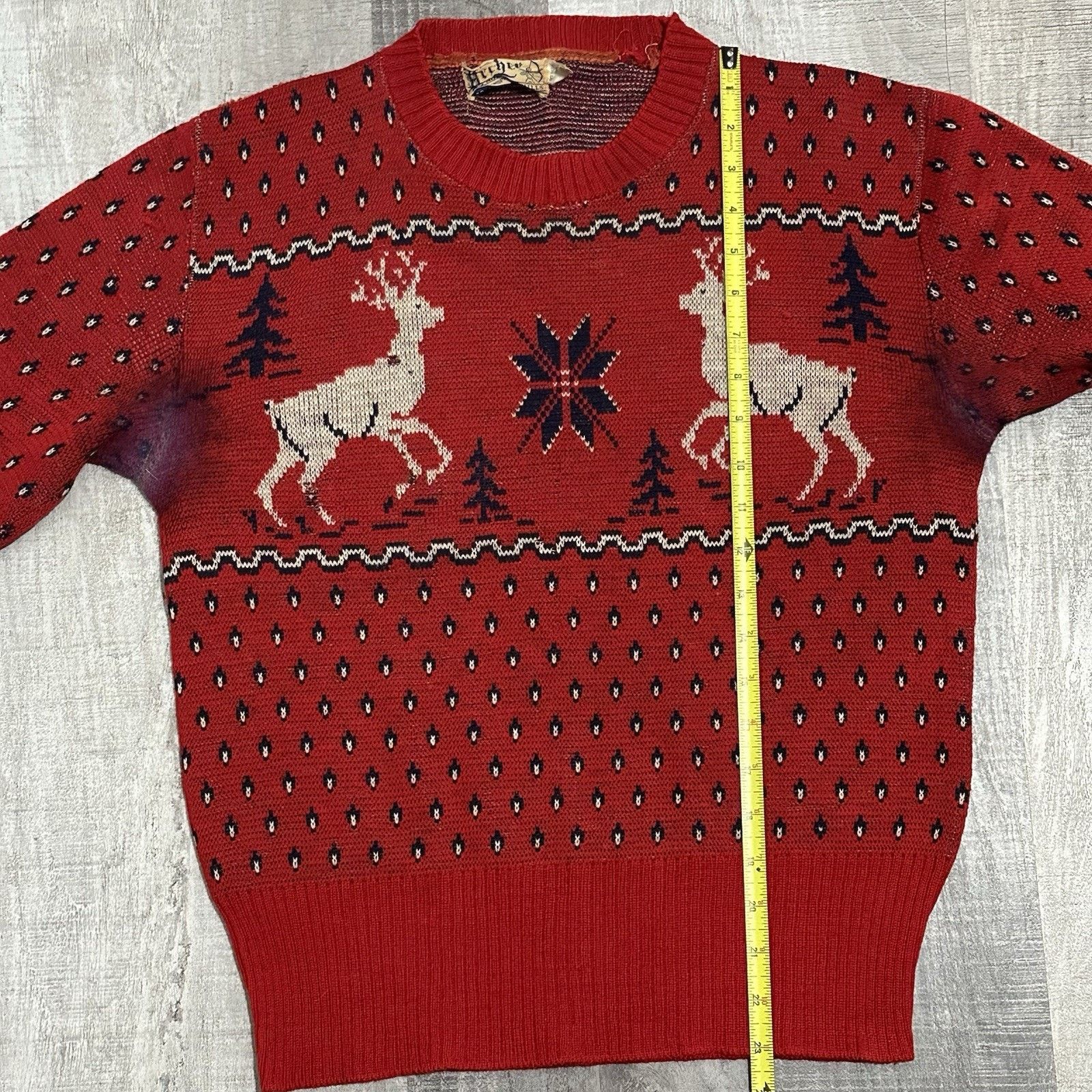 Vintage Archer Rare Vintage 1940s Wool Novelty Sweater Blue Reindeer Size S / US 4 / IT 40 - 12 Thumbnail