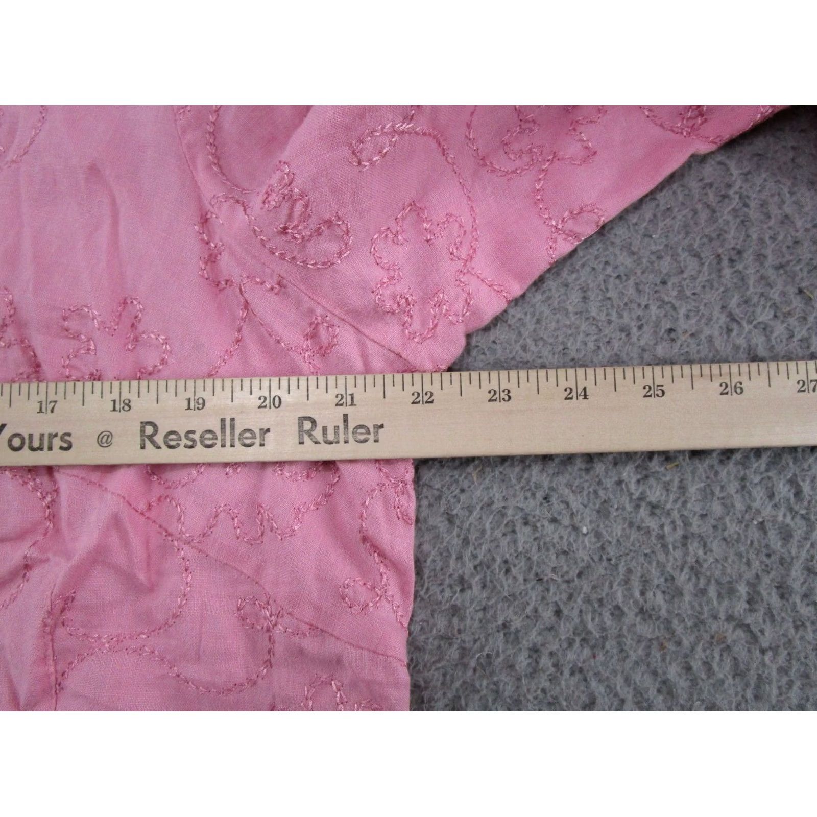 Pinko Kenar Women's Pink Embroidered 100% Linen Top Shirt 3/4 Sleeve Size 1X Vintage Size XL / US 12-14 / IT 48-50 - 4 Thumbnail