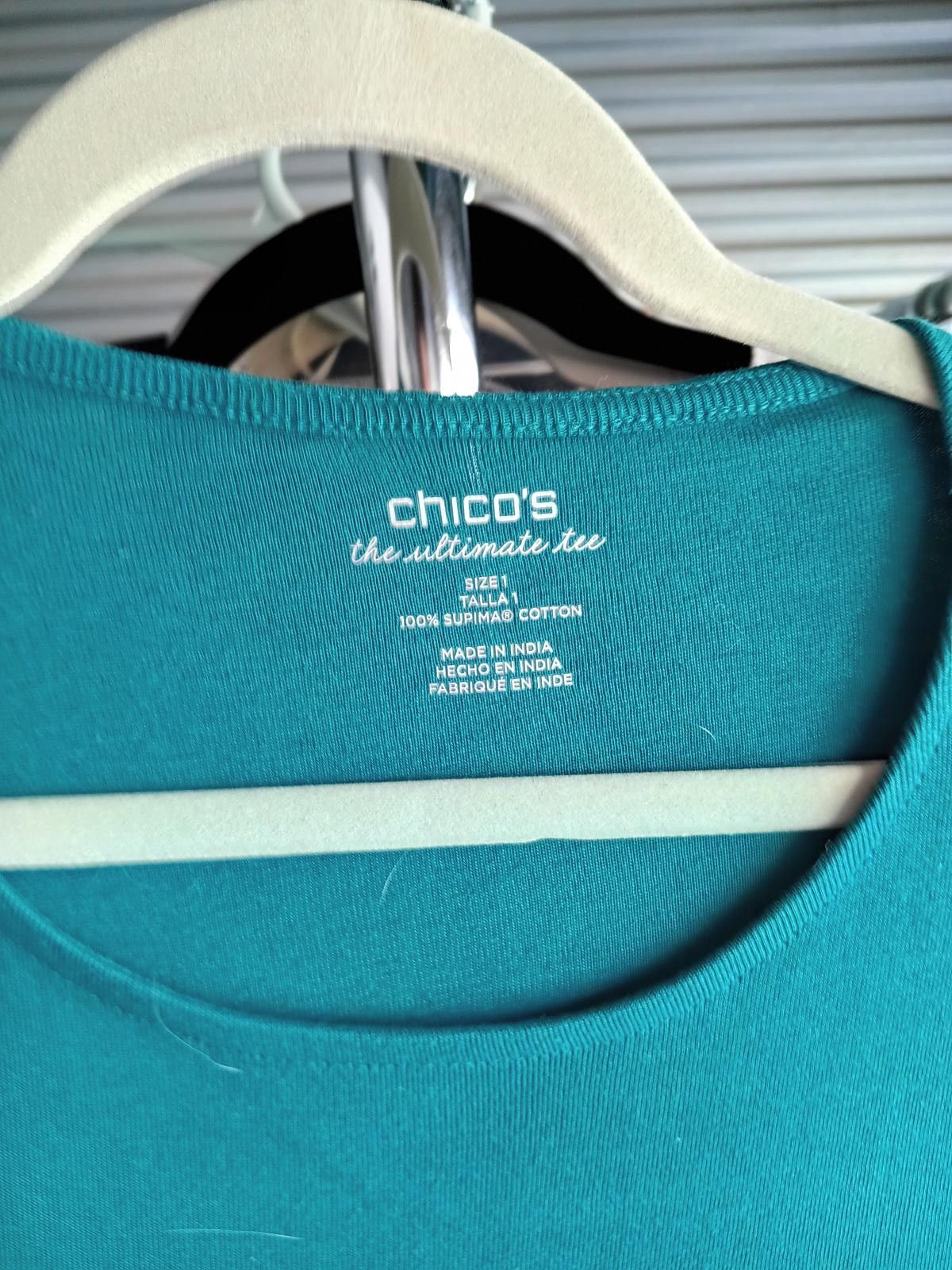 Chicos Chico's The Ultimate Tee - Long Sleeve Top in Teal Size S / US 4 / IT 40 - 3 Thumbnail