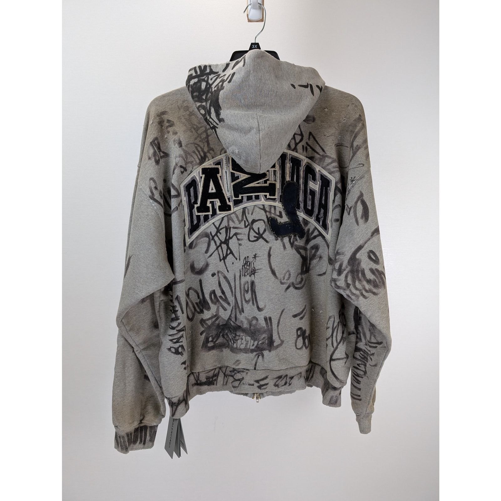 Balenciaga o1rshd1 Medium Fit Zip-Up Hoodie 1300 in Heather Grey Size US XS / EU 42 / 0 - 9 Thumbnail
