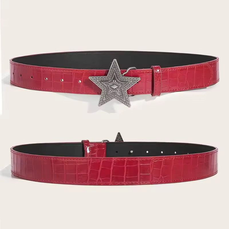 Japanese Brand Gothic Punk Five-pointed Star Buckle Pu Leather Size 32 - 3 Thumbnail