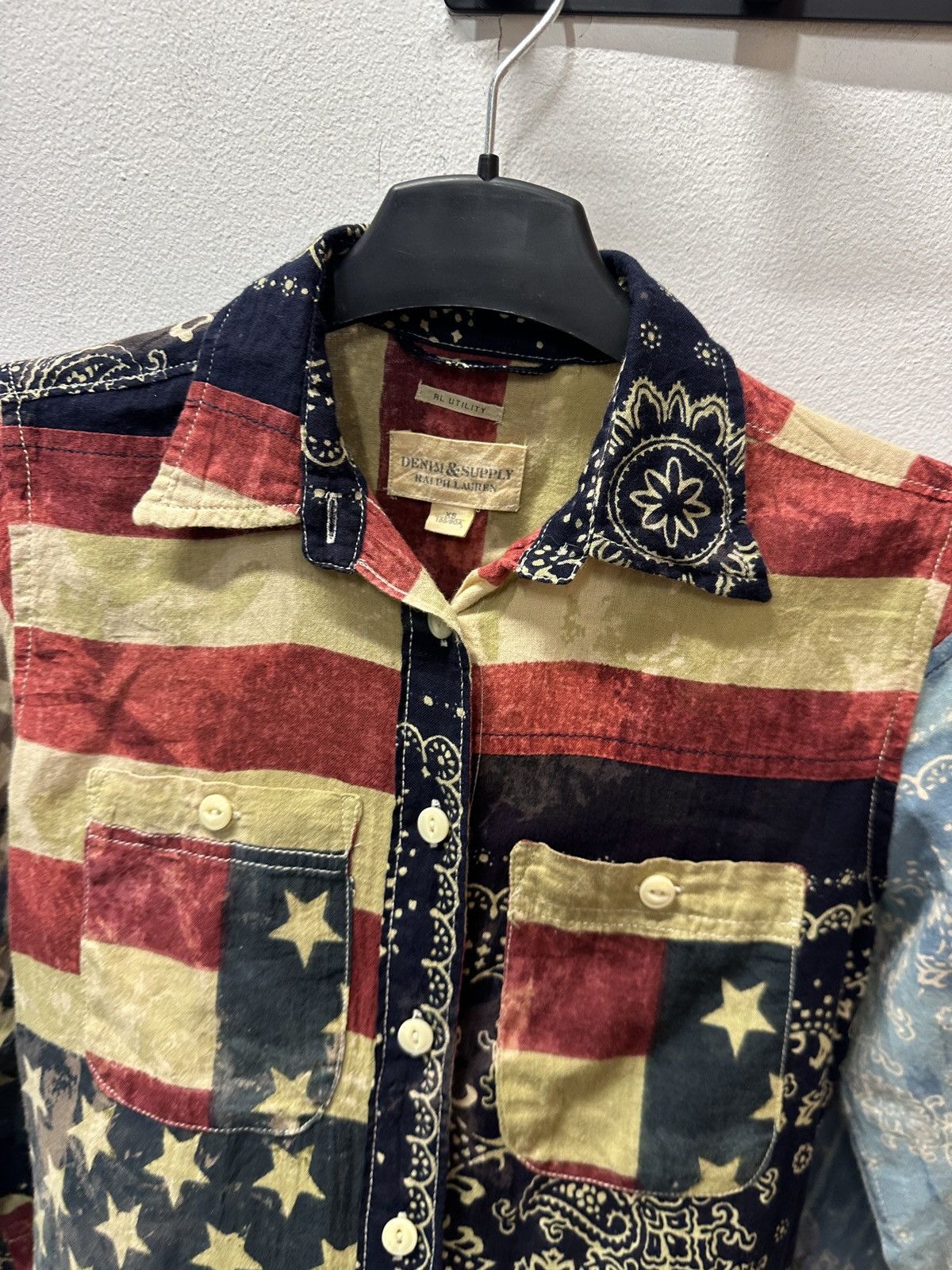 Denim & Supply Ralph Lauren RLR Denim Supply Military American Flag Patchwork Shirt Size XS / US 0-2 / IT 36-38 - 8 Thumbnail