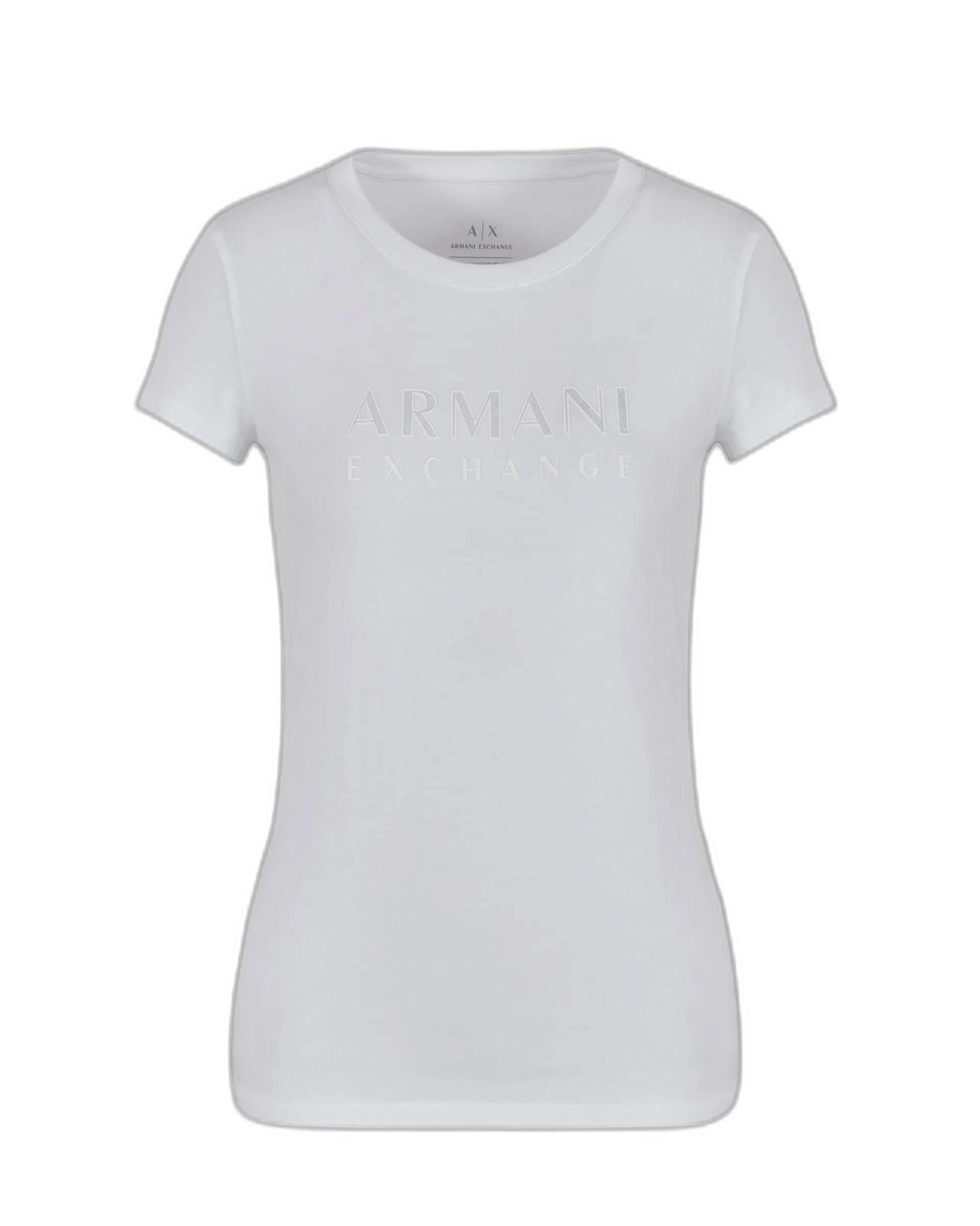 image of Armani Exchange Plain Short Sleeve T-Shirt in White, Women's (Size XL)