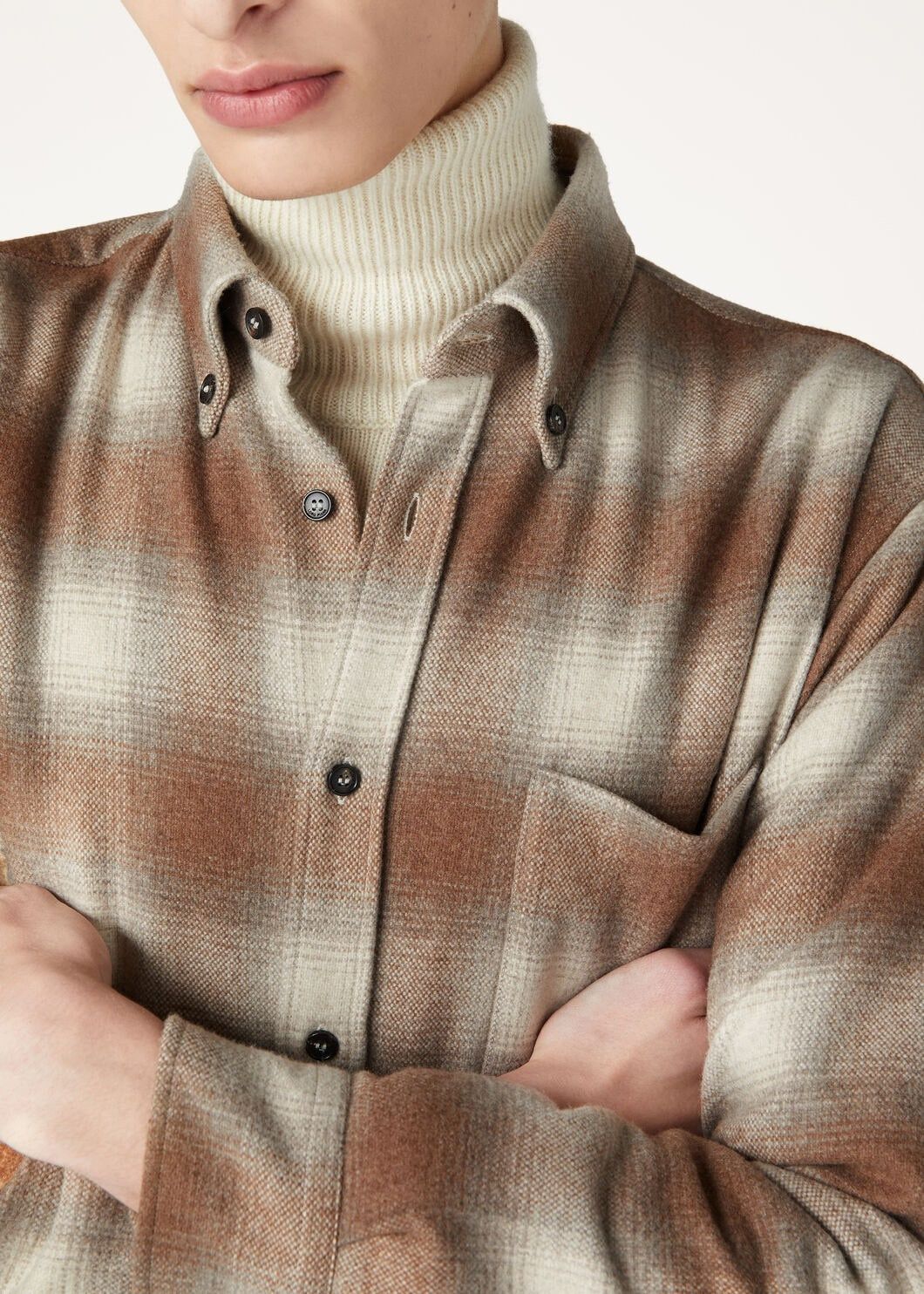 Loro Piana o1w1db10725 FAO7201 Jack Shirt in Brown/White Size US M / EU 48-50 / 2 - 3 Thumbnail