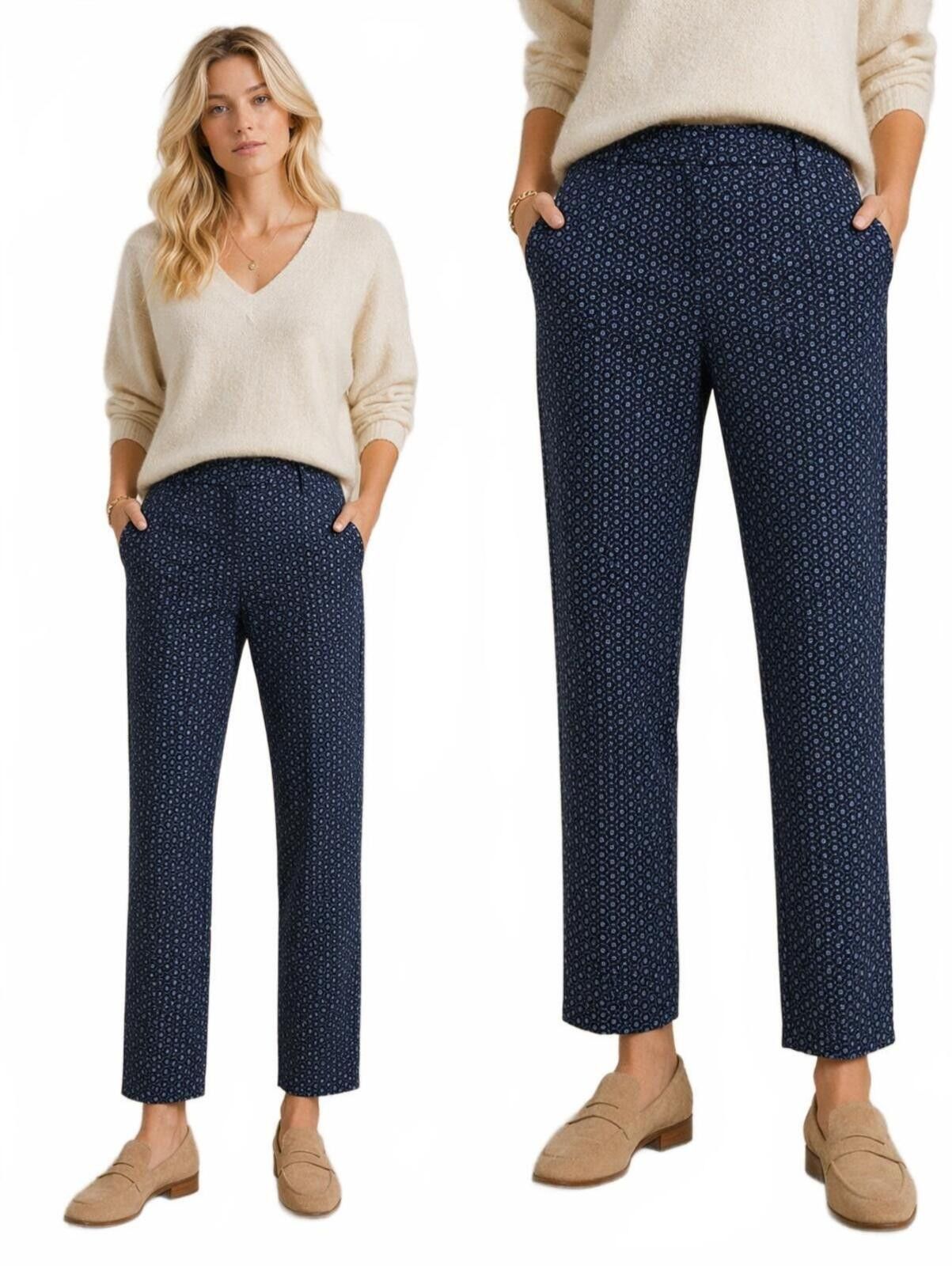 Calvin Klein Calvin Klein Navy Patterned Straight Leg Pants Size Small Size 28" / US 6 / IT 42 - 1 Thumbnail