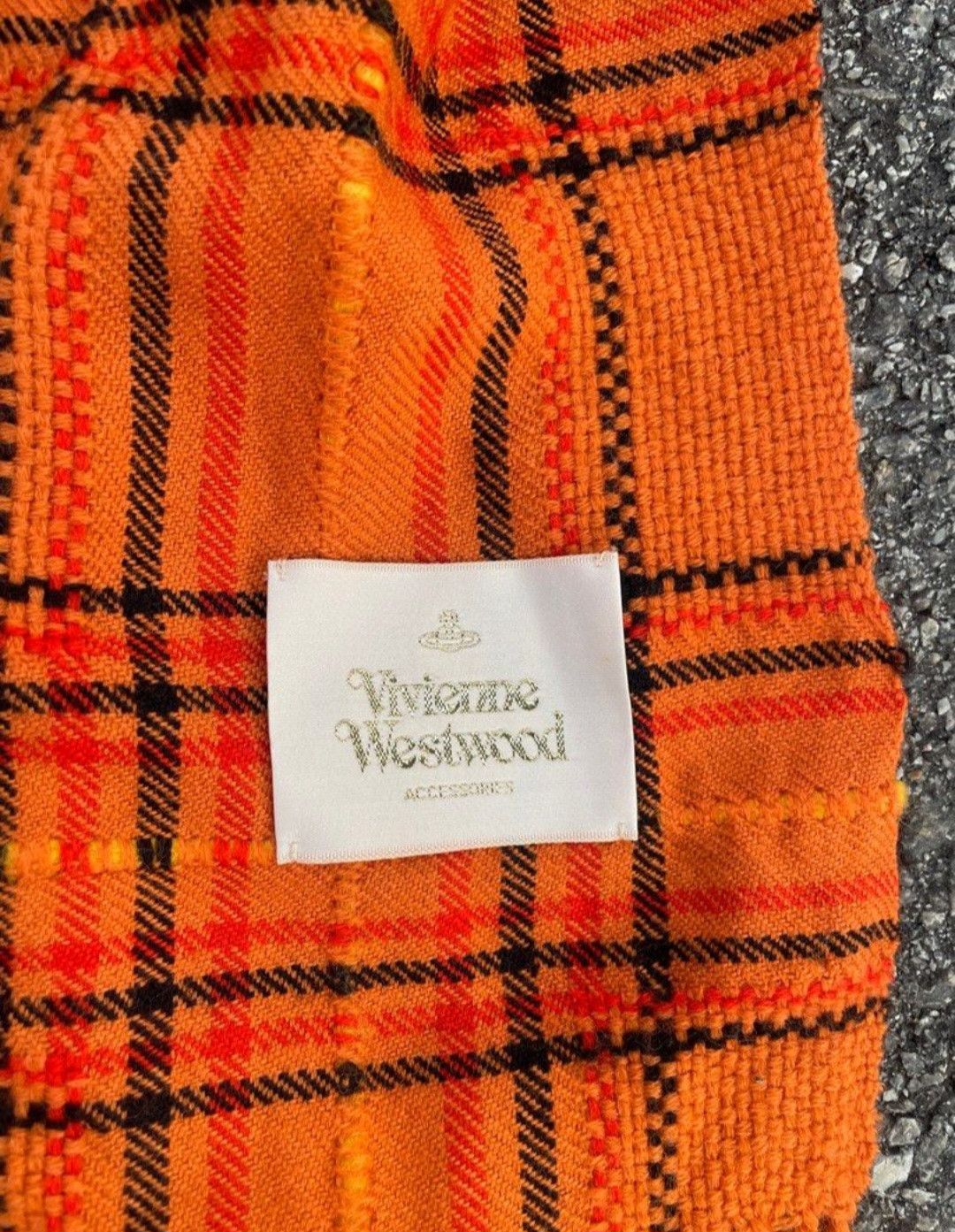 Vivienne Westwood Vivienne Westwood checkered orange colour Scarves Size ONE SIZE - 4 Thumbnail