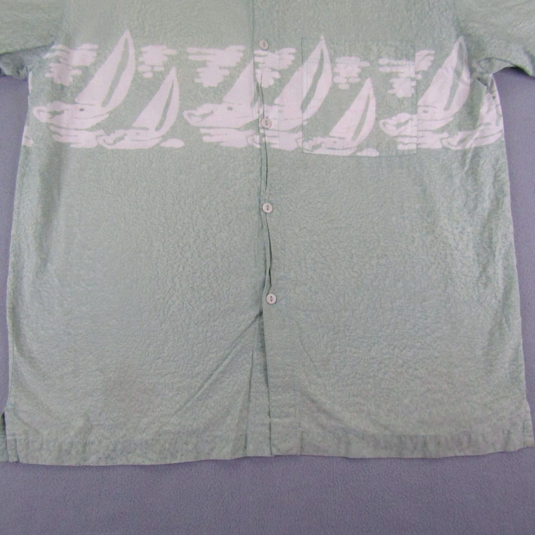 Vintage VINTAGE Rum Reggae Hawaiian Shirt Men Large Short Sleeve Cotton Beach Nautical Tropical Green Size US L / EU 52-54 / 3 - 4 Thumbnail