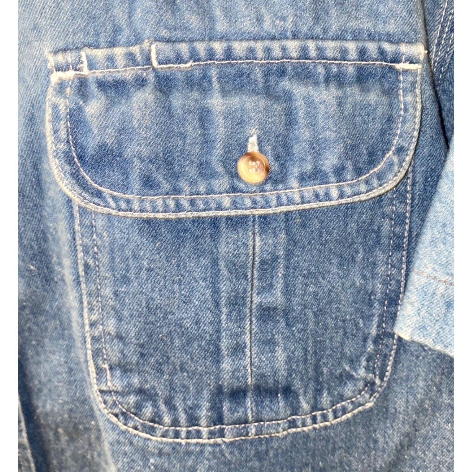 Denime Gary Messe Mens Denim Button-Up Shirt Blue Short Sleeve Size L Regular Cotton Denim Shirt Men Casual Button Front Size US L / EU 52-54 / 3 - 4 Thumbnail